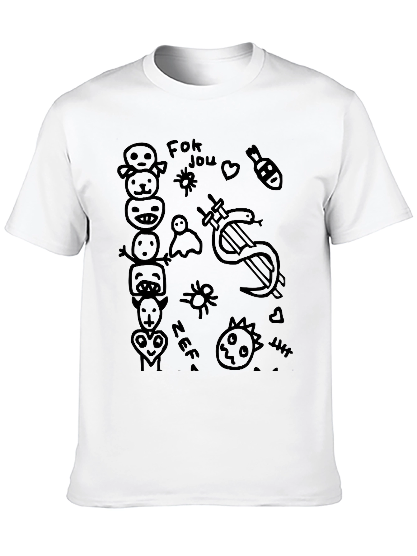 Mens Black Graphic Tee - Zef Doodles