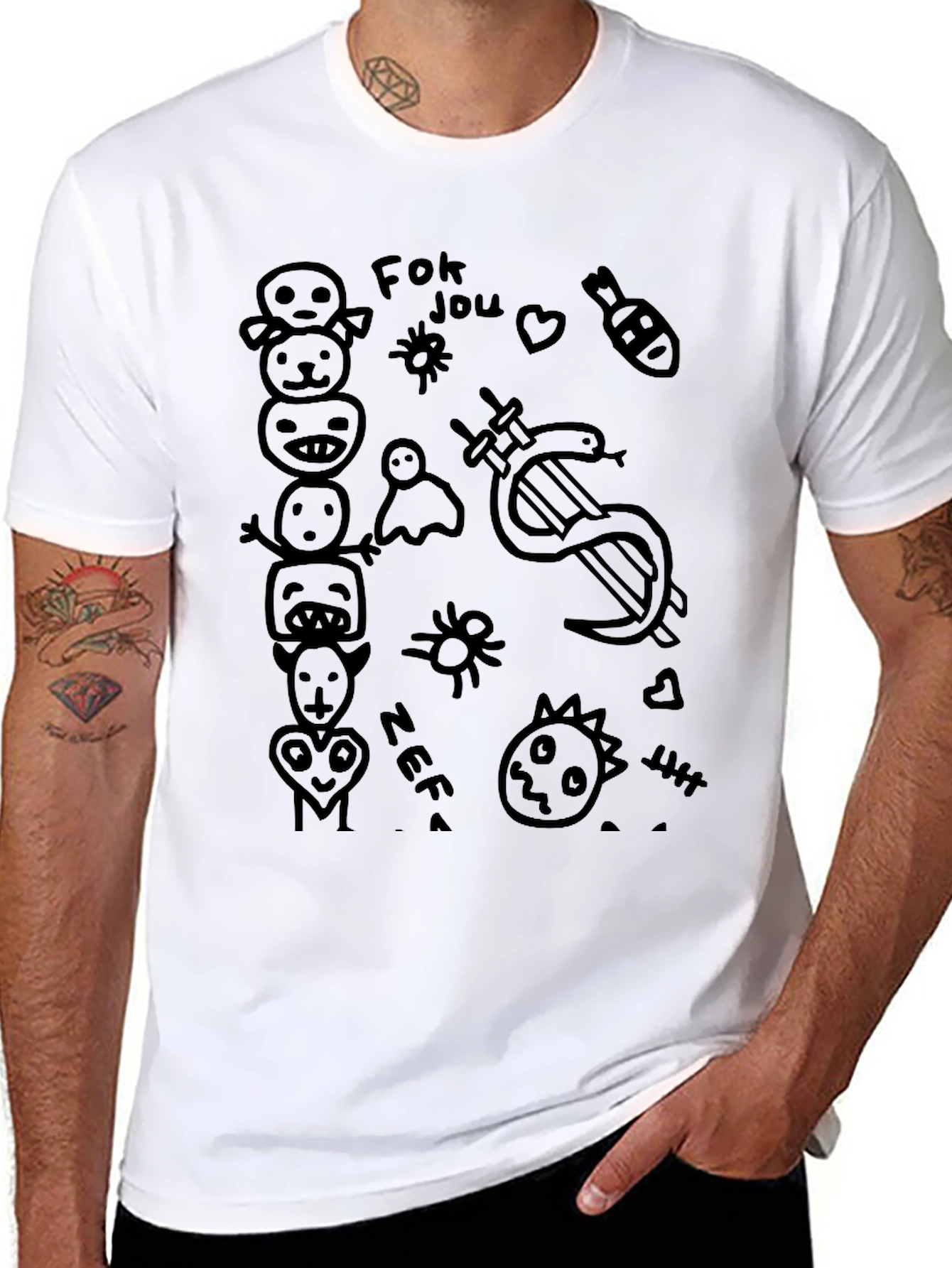 Mens Black Graphic Tee - Zef Doodles