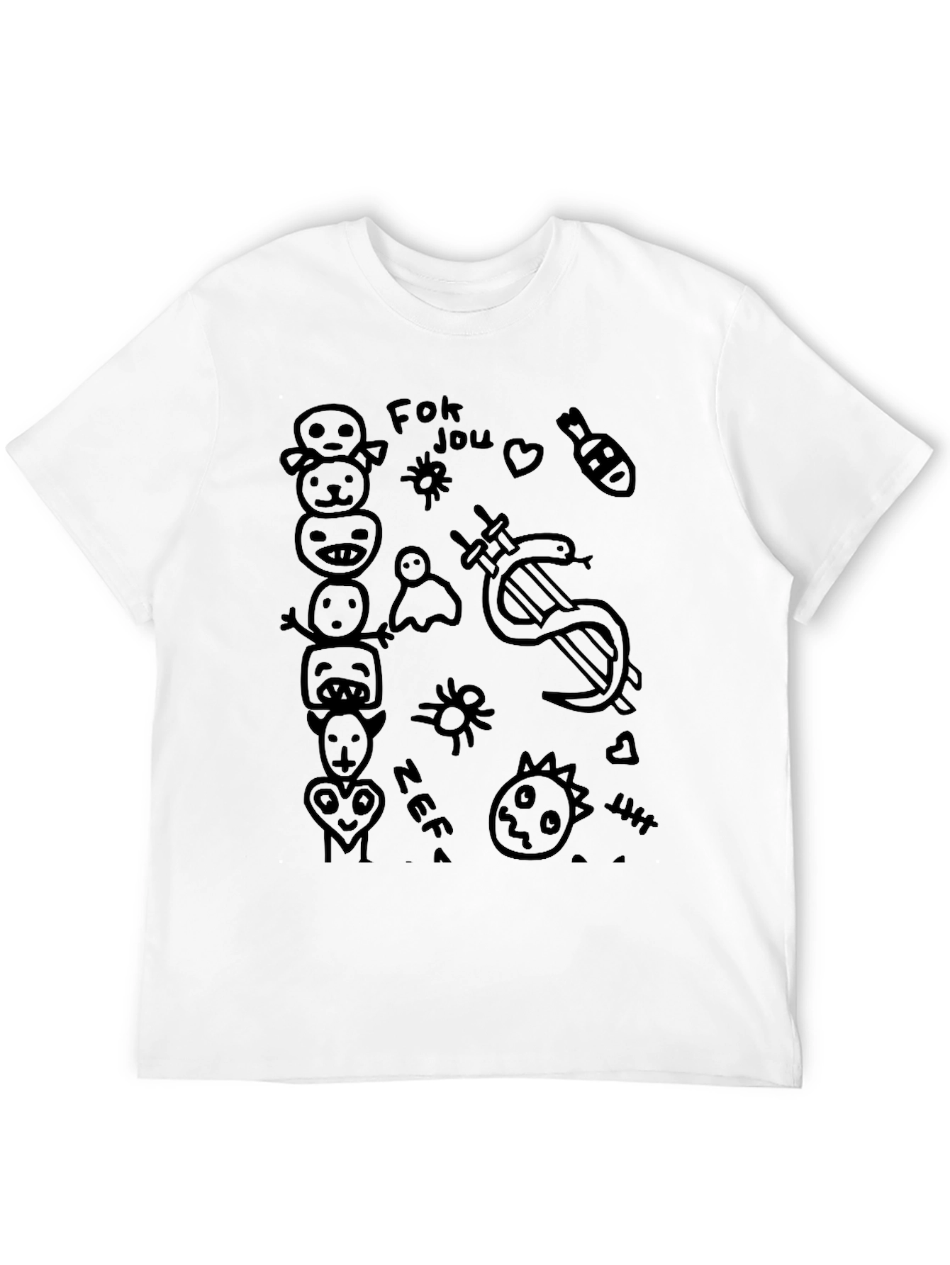 Mens Black Graphic Tee - Zef Doodles