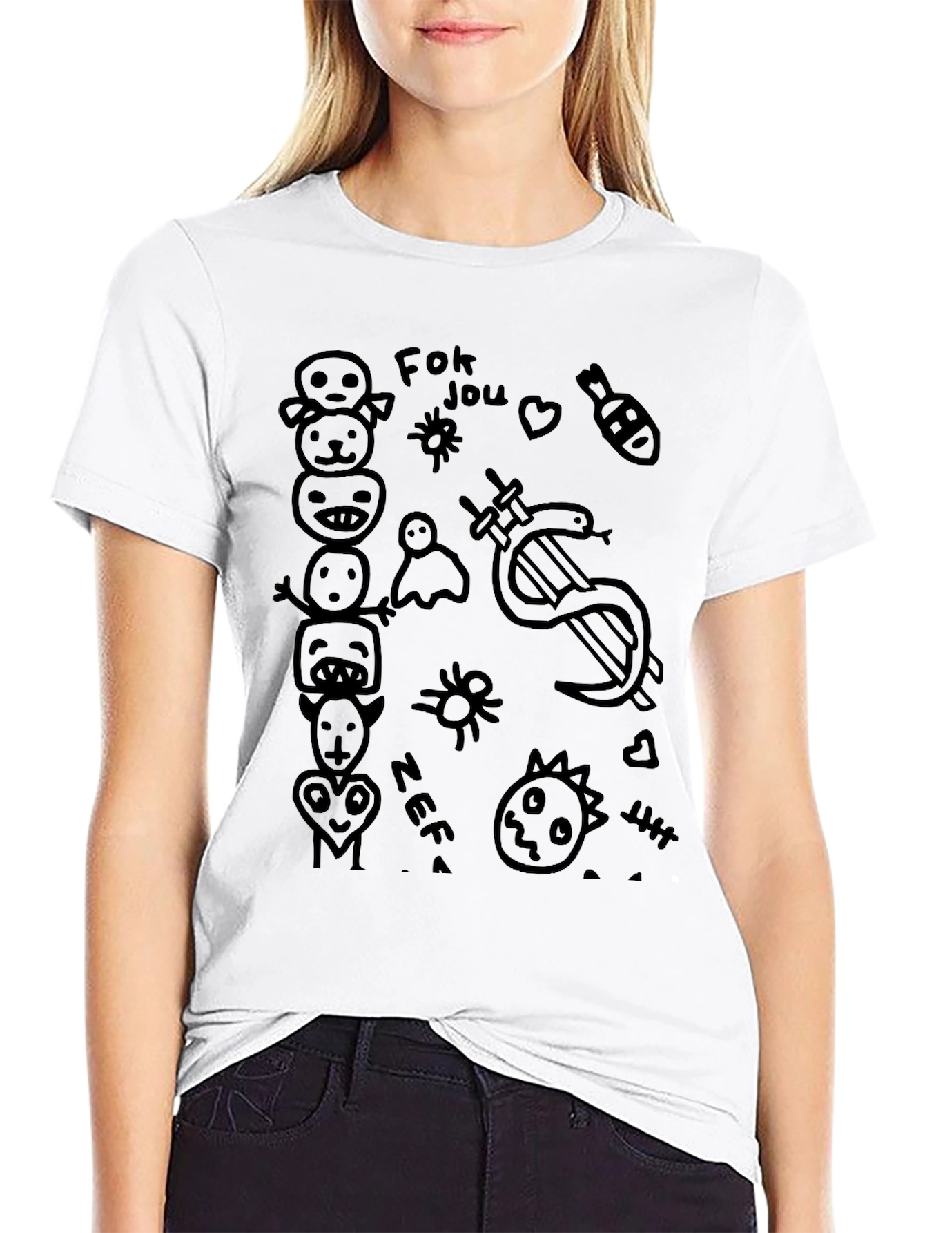 Mens Black Graphic Tee - Zef Doodles