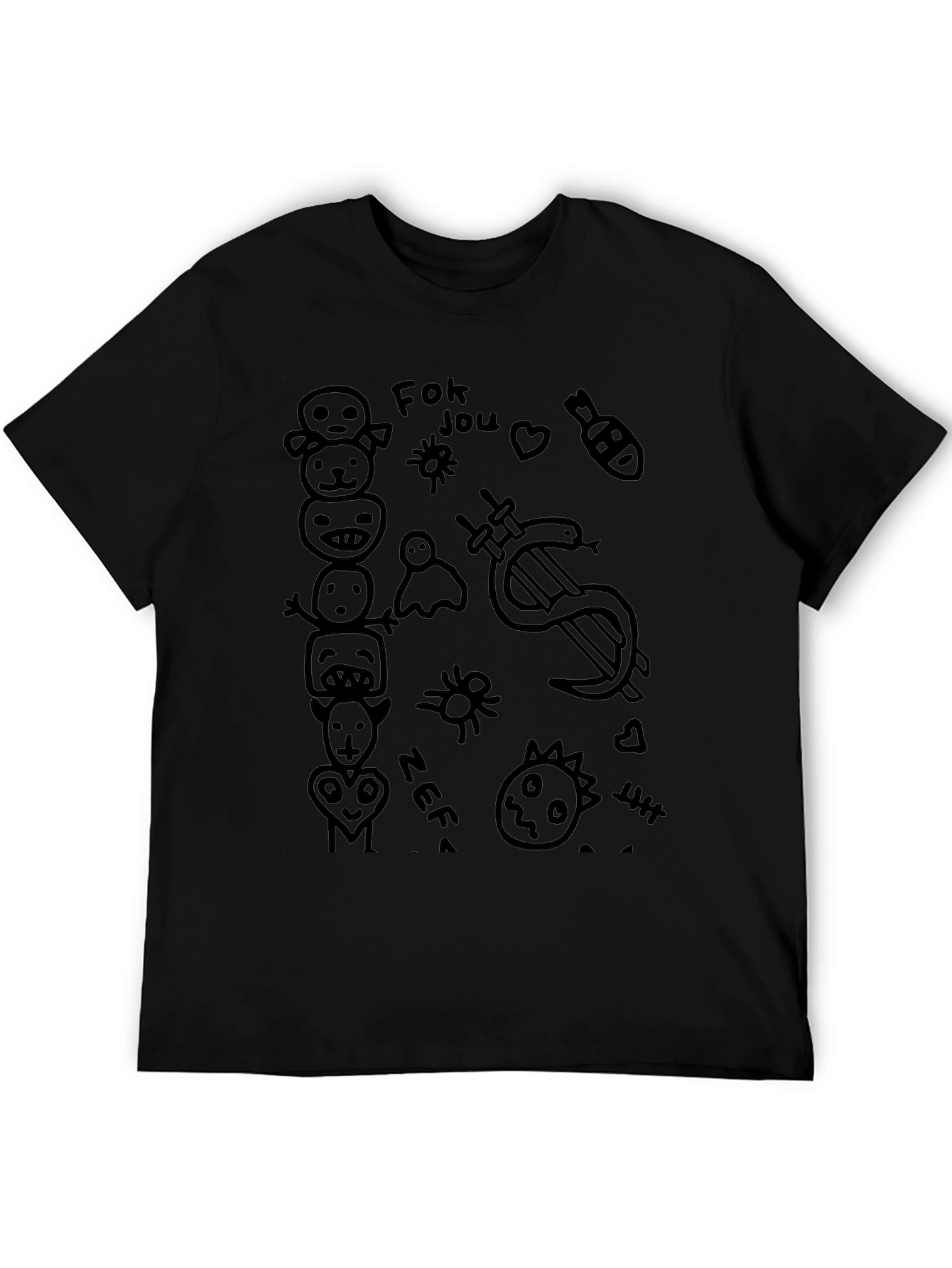 Mens Black Graphic Tee - Zef Doodles