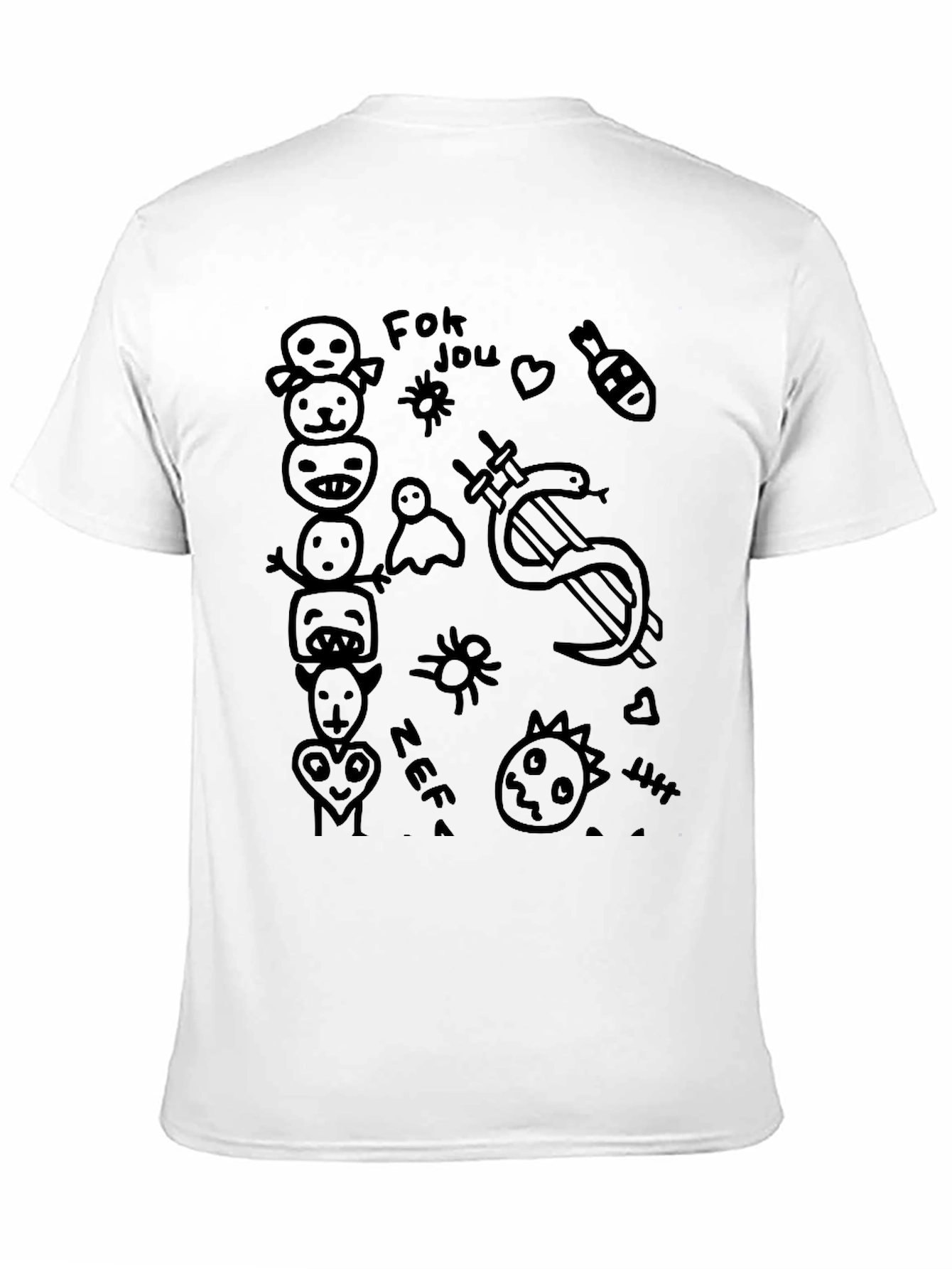Mens Black Graphic Tee - Zef Doodles