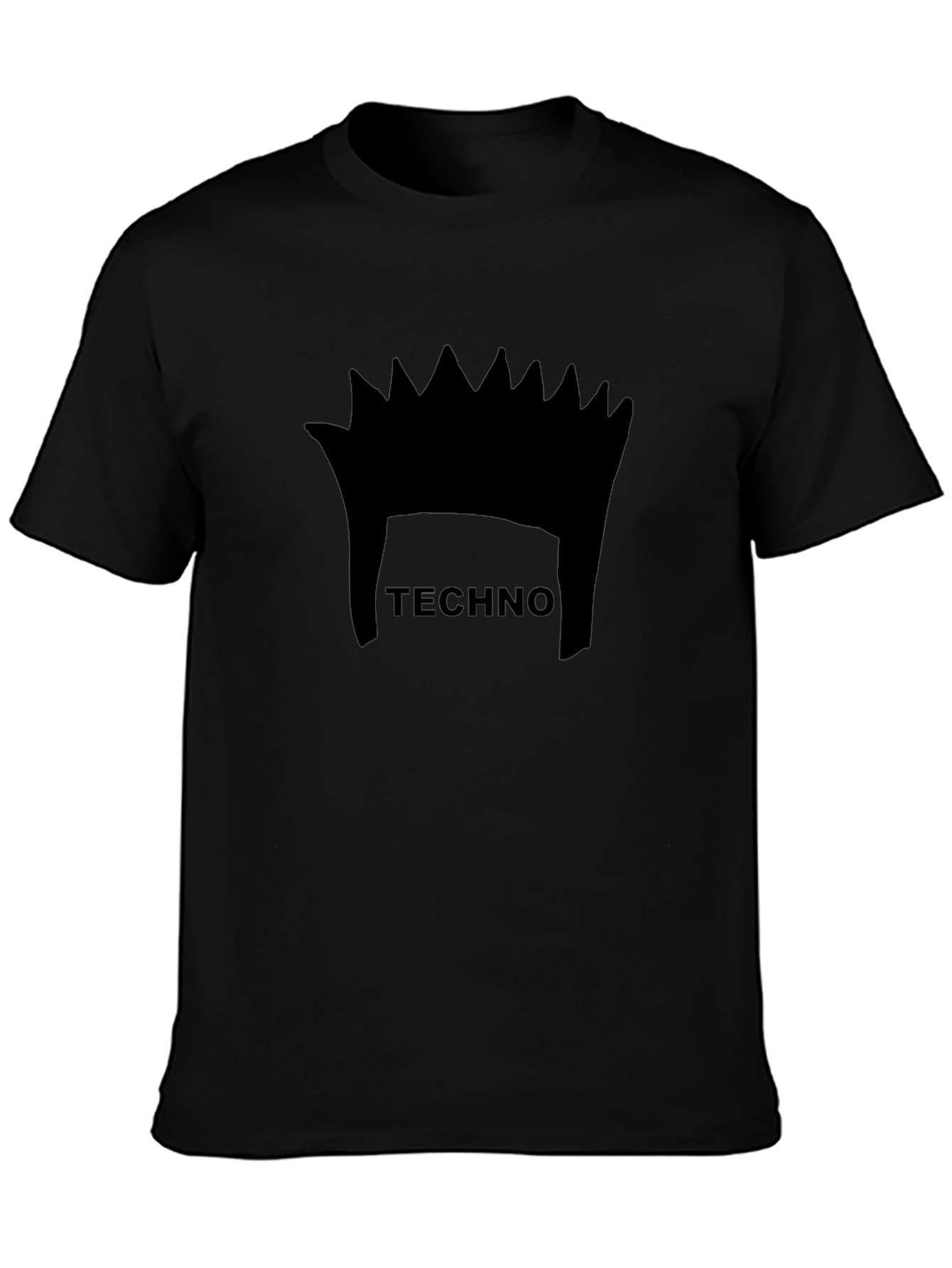 Techno Music Crown Graphic Black T-Shirt