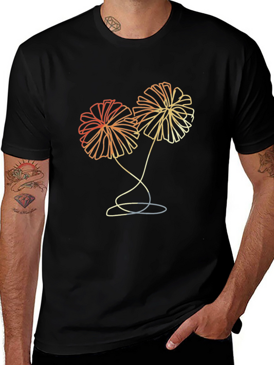Abstract Floral Graphic Tee - Trendy Minimalist Design