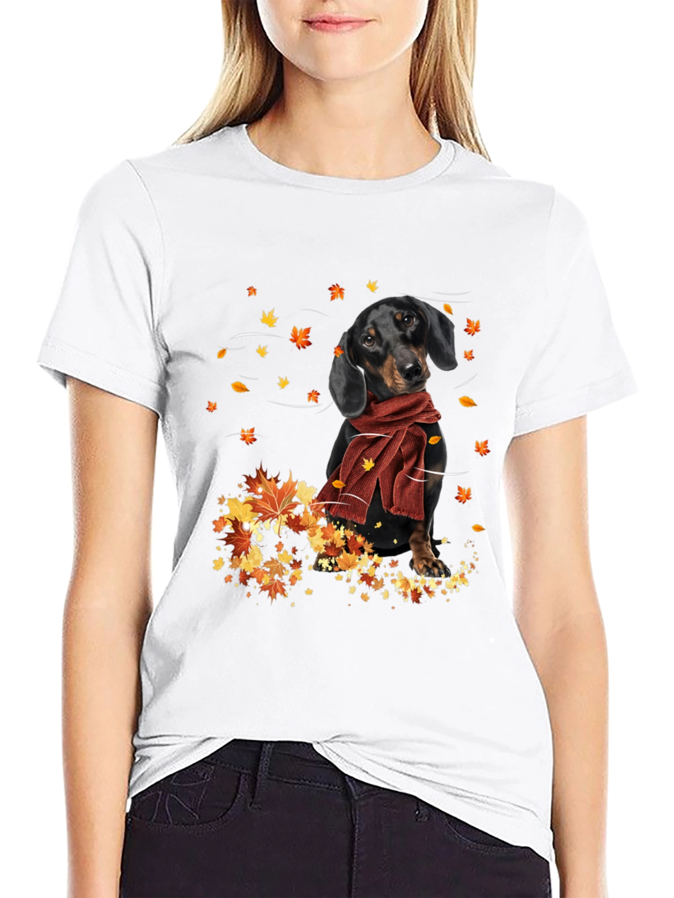 Dachshund in Autumn Leaves T-Shirt