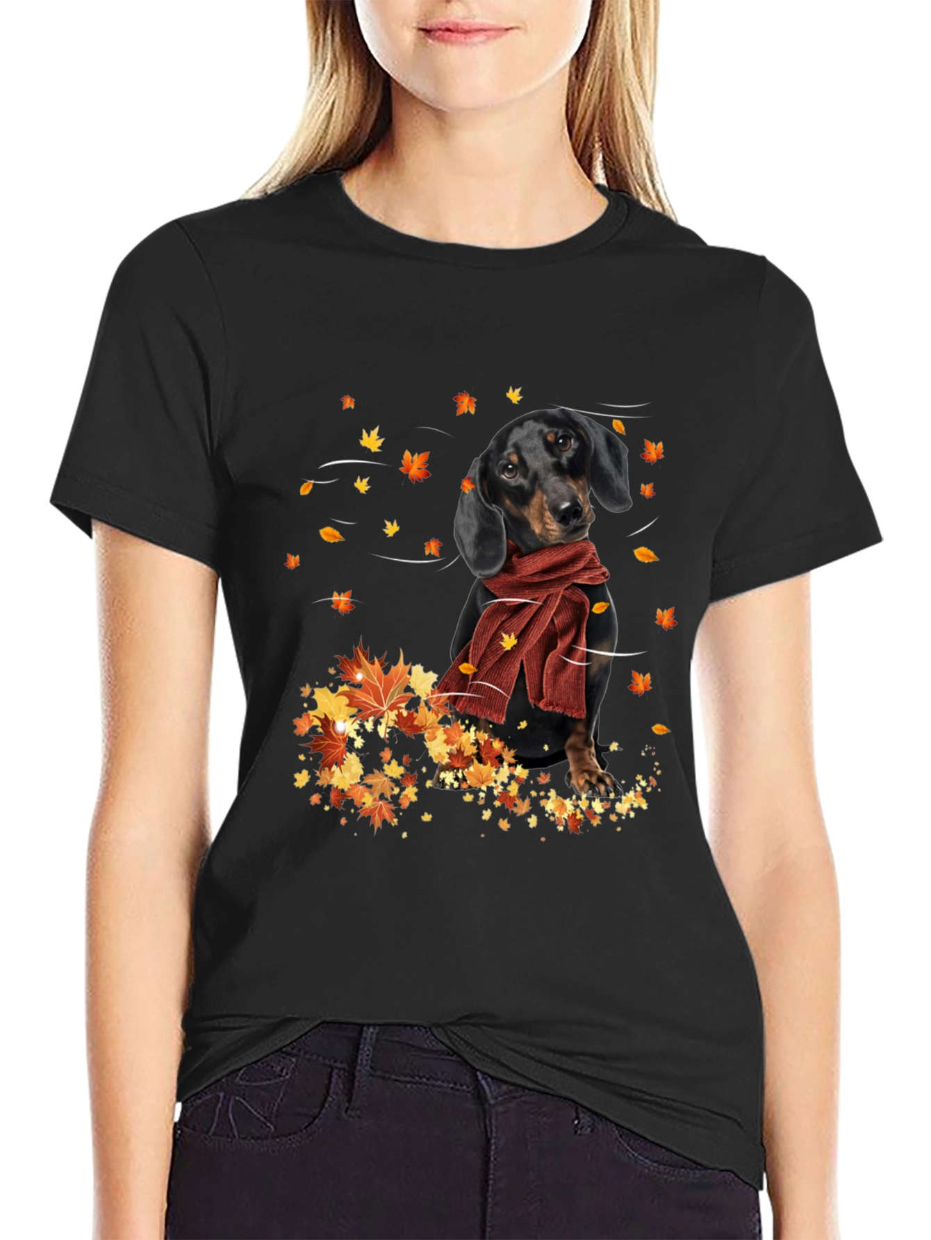 Dachshund in Autumn Leaves T-Shirt