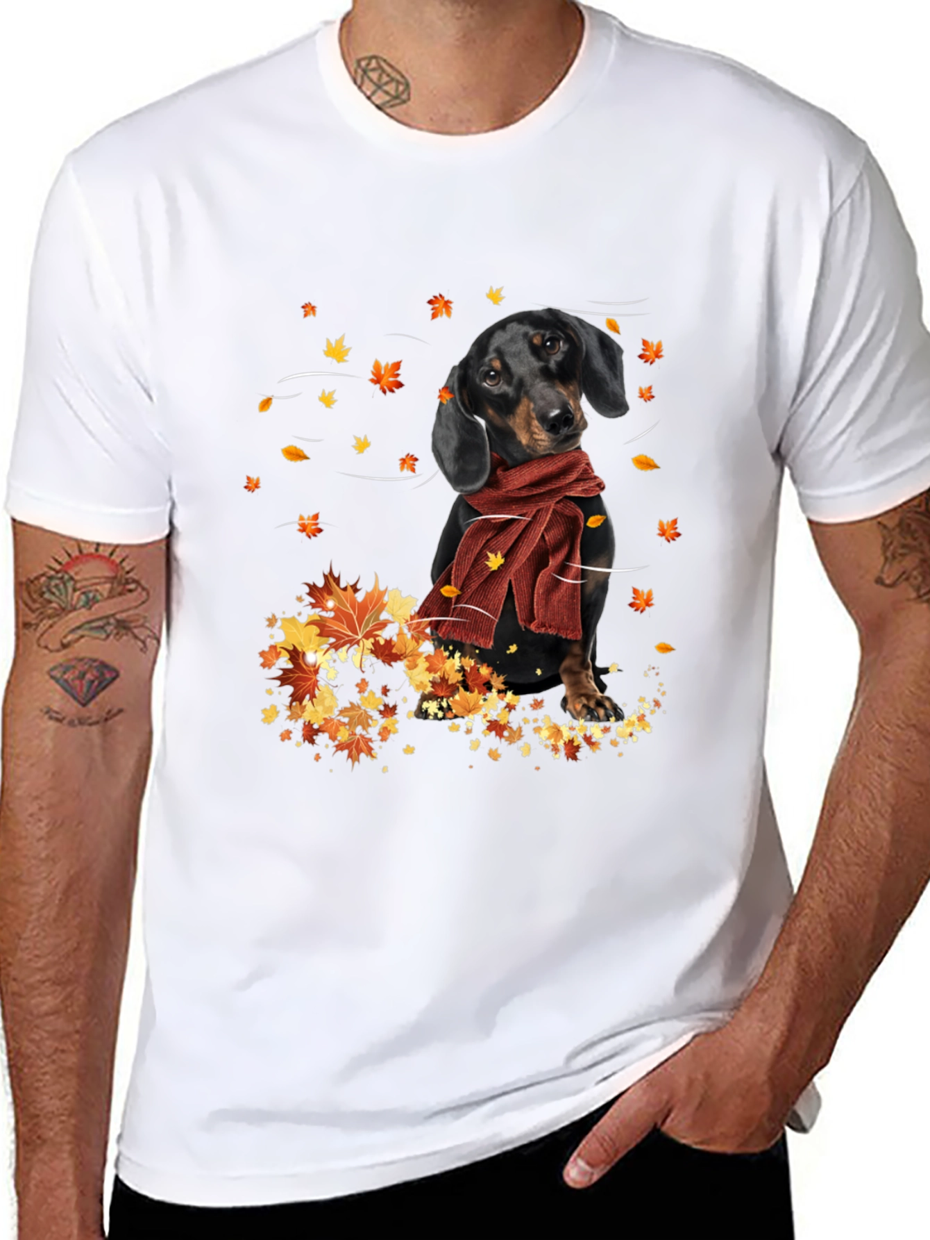 Dachshund in Autumn Leaves T-Shirt