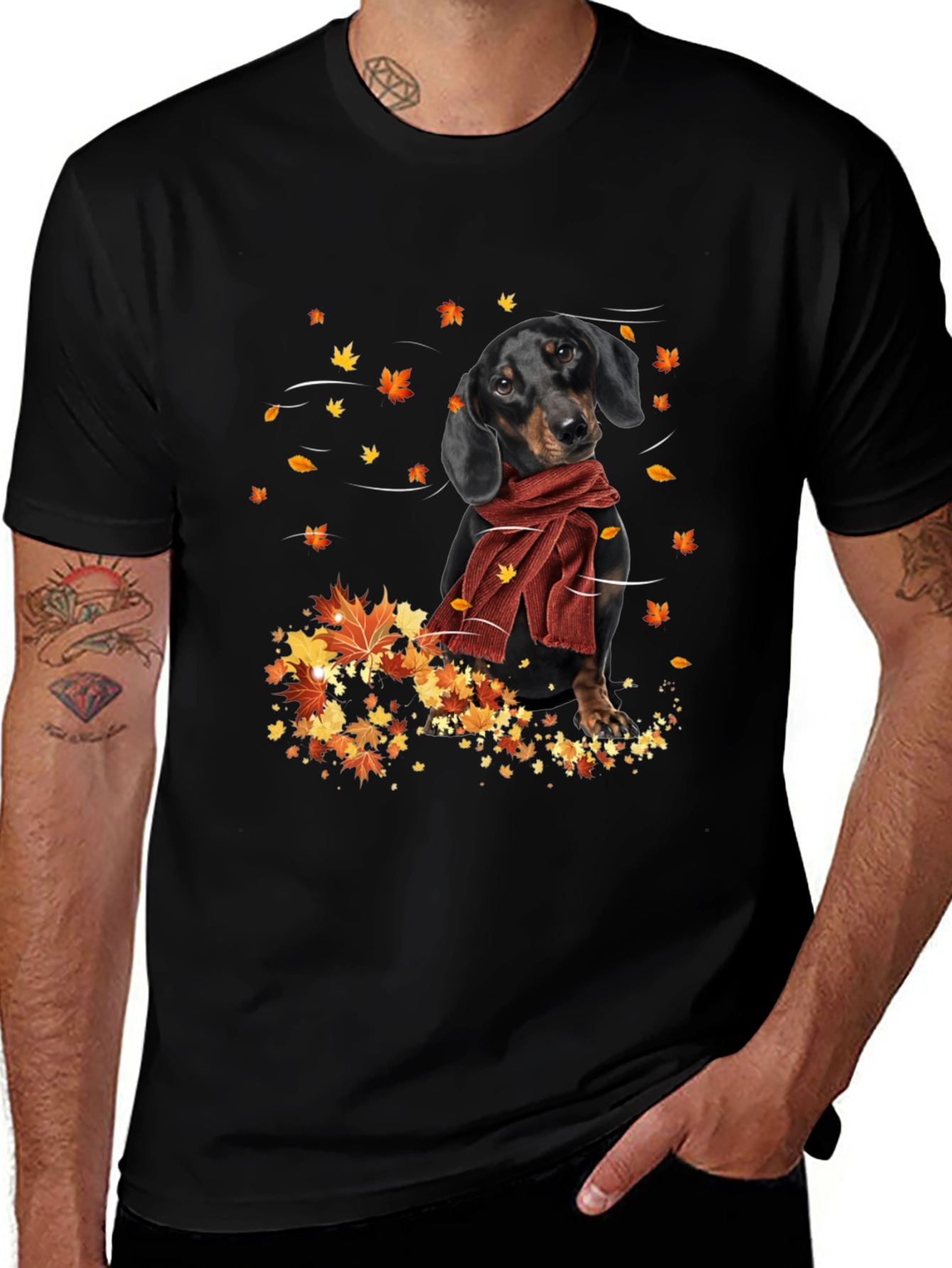 Dachshund in Autumn Leaves T-Shirt
