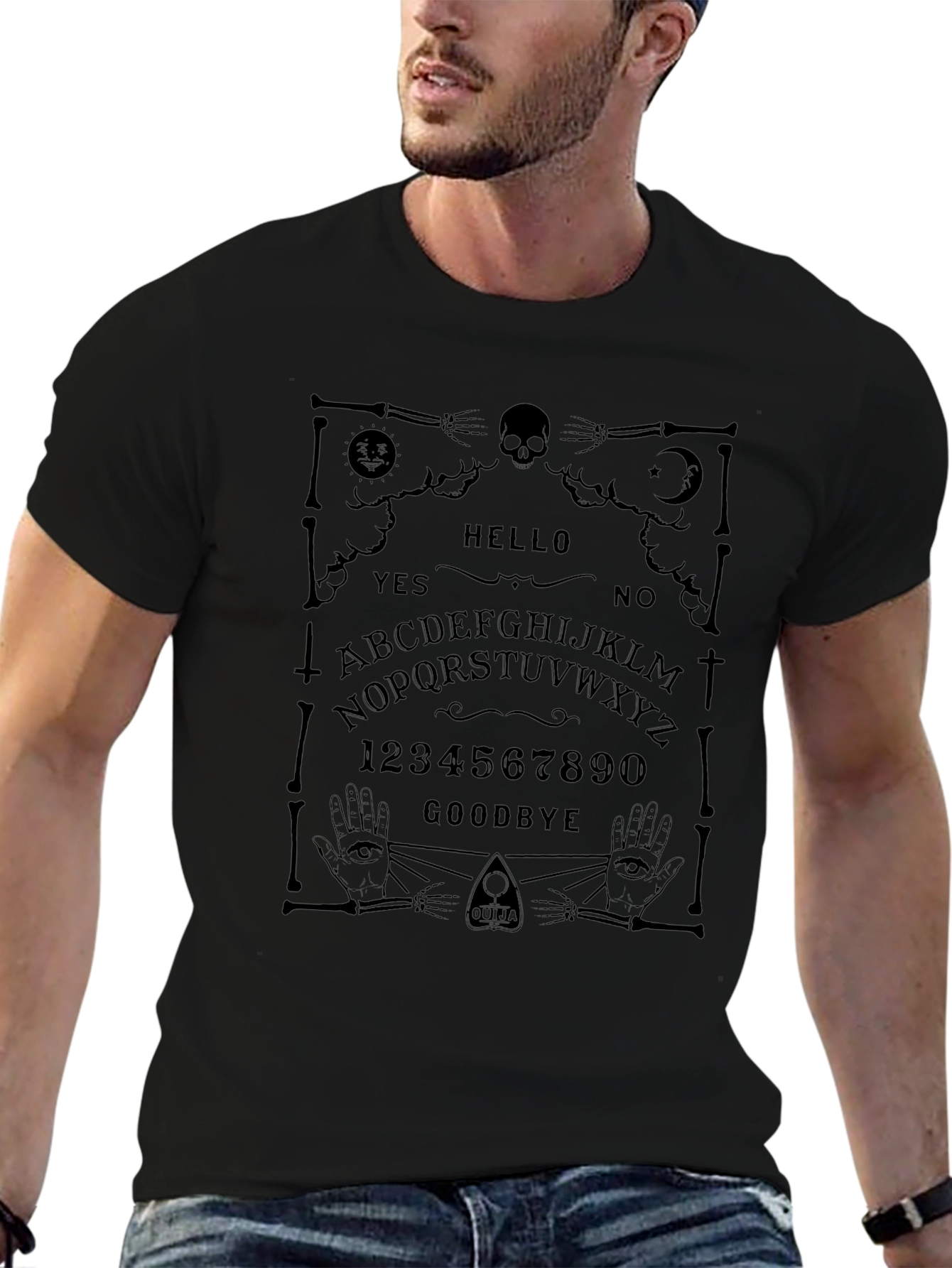Ouija Board Graphic Tee - Black Novelty T-Shirt