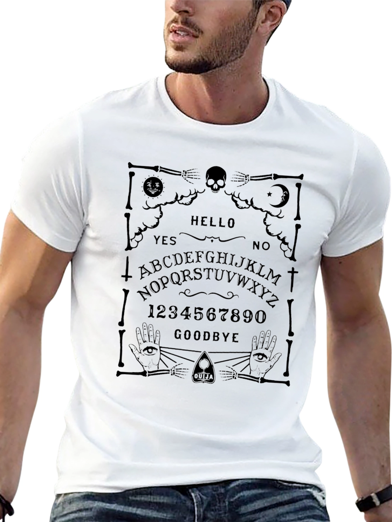Ouija Board Graphic Tee - Black Novelty T-Shirt