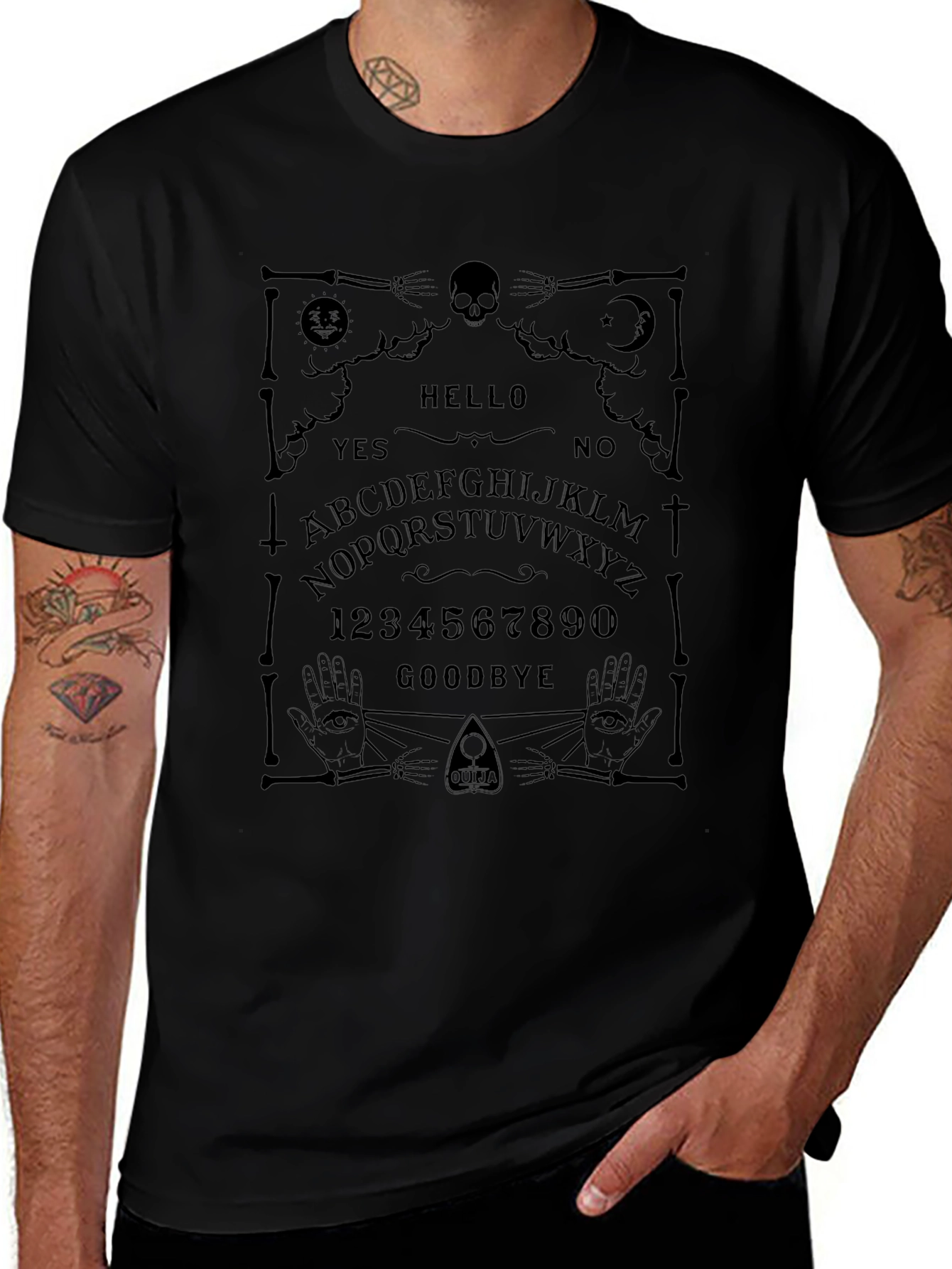 Ouija Board Graphic Tee - Black Novelty T-Shirt