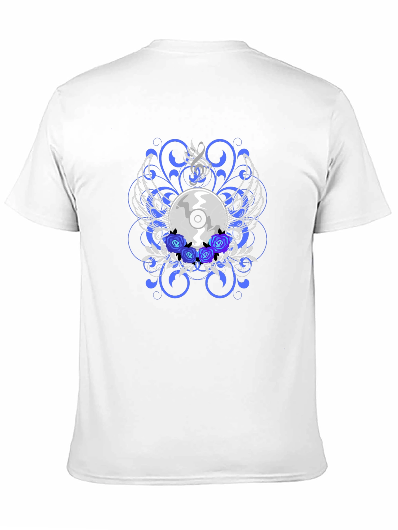 Black CD and Roses Graphic T-Shirt