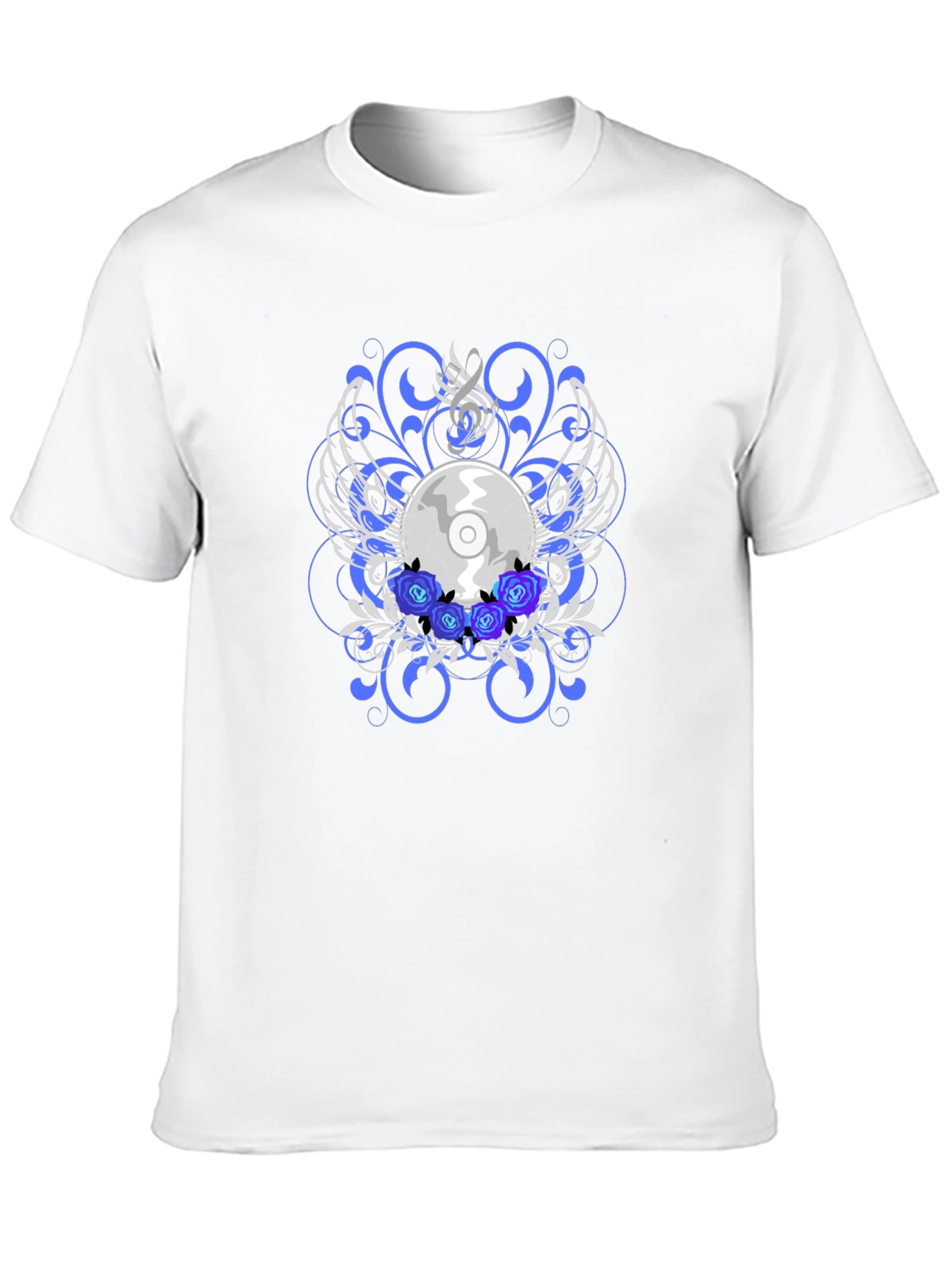 Black CD and Roses Graphic T-Shirt