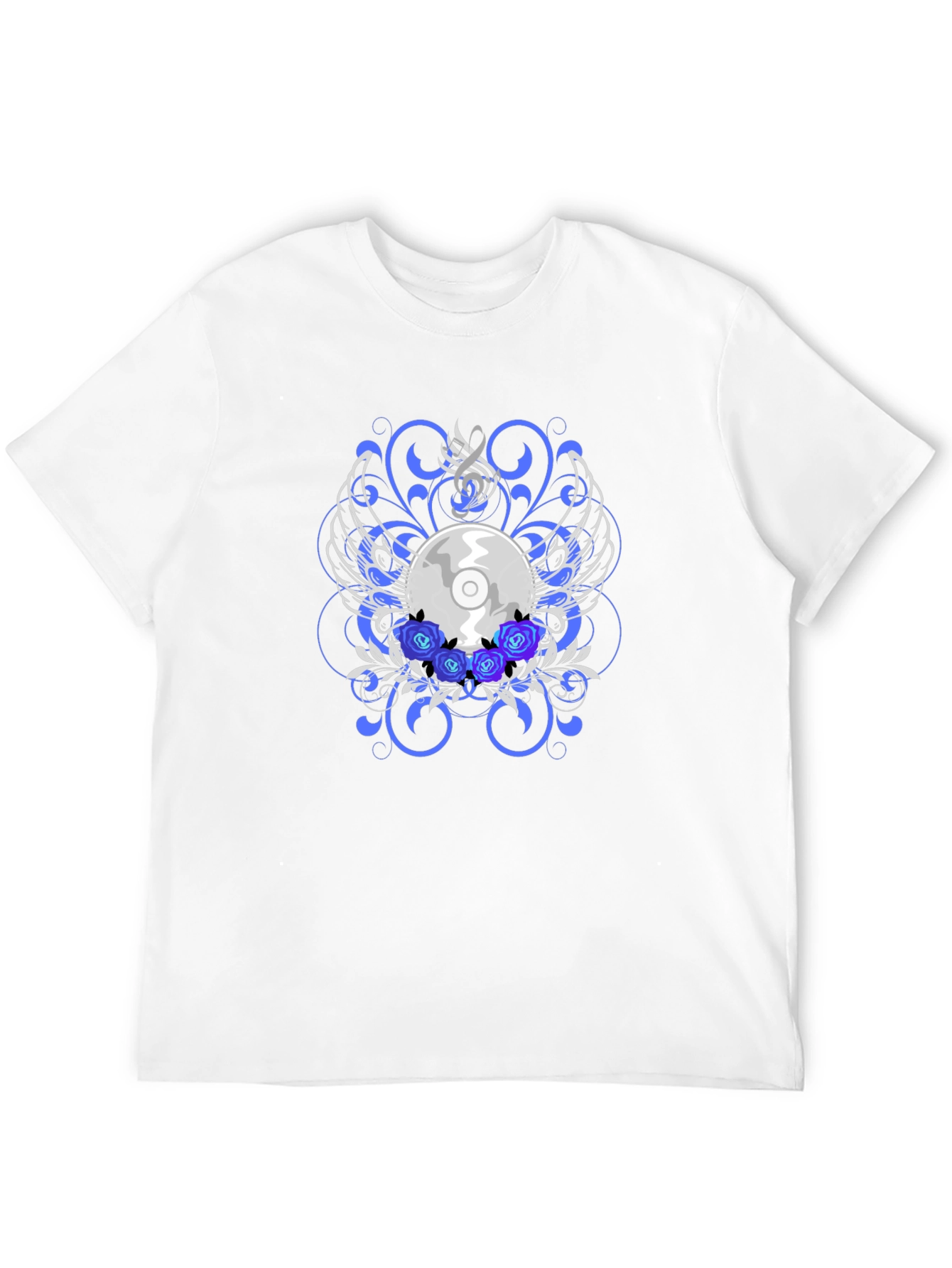 Black CD and Roses Graphic T-Shirt