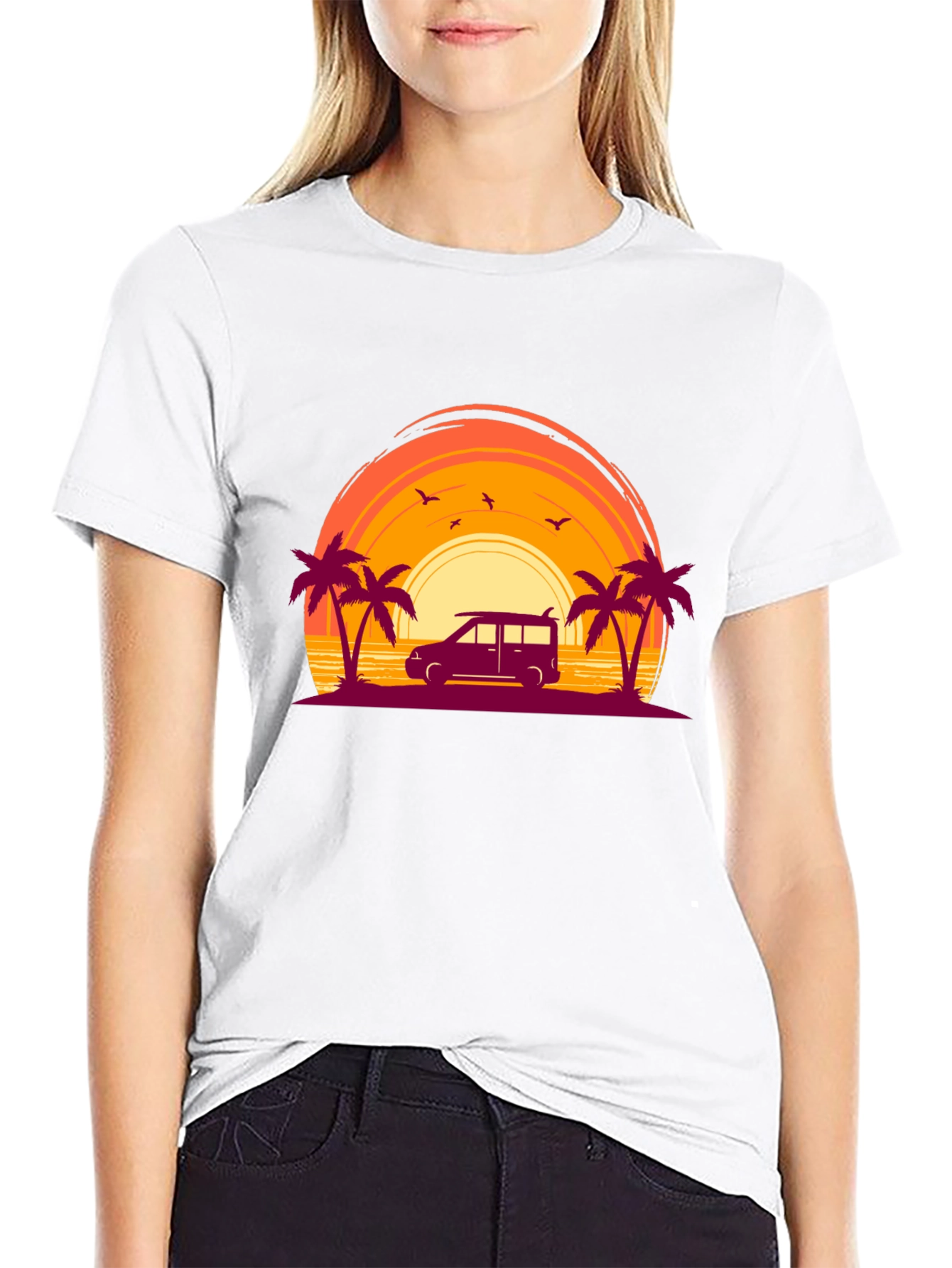 Sunset Beach Van Graphic Tee