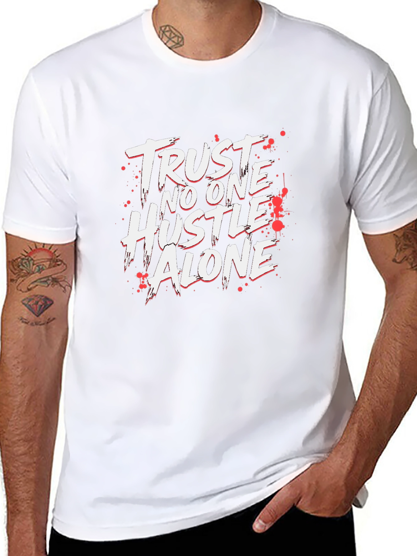 Trust No One Hustle Alone Black T-Shirt
