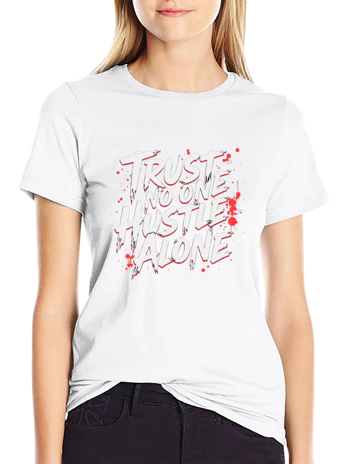 Trust No One Hustle Alone Black T-Shirt
