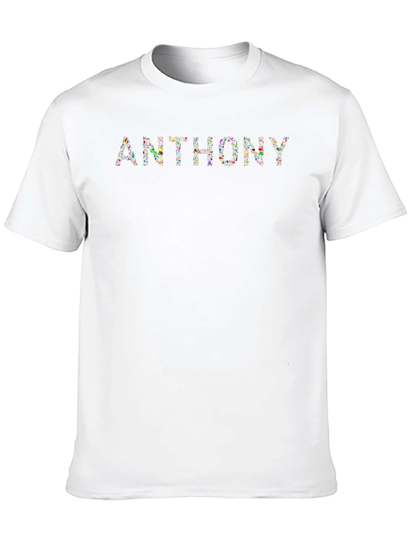 Personalized ANTHONY Print Black Crewneck T-Shirt
