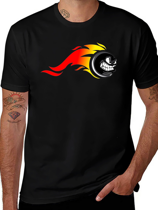 Fiery Wheel Graphic Black T-Shirt