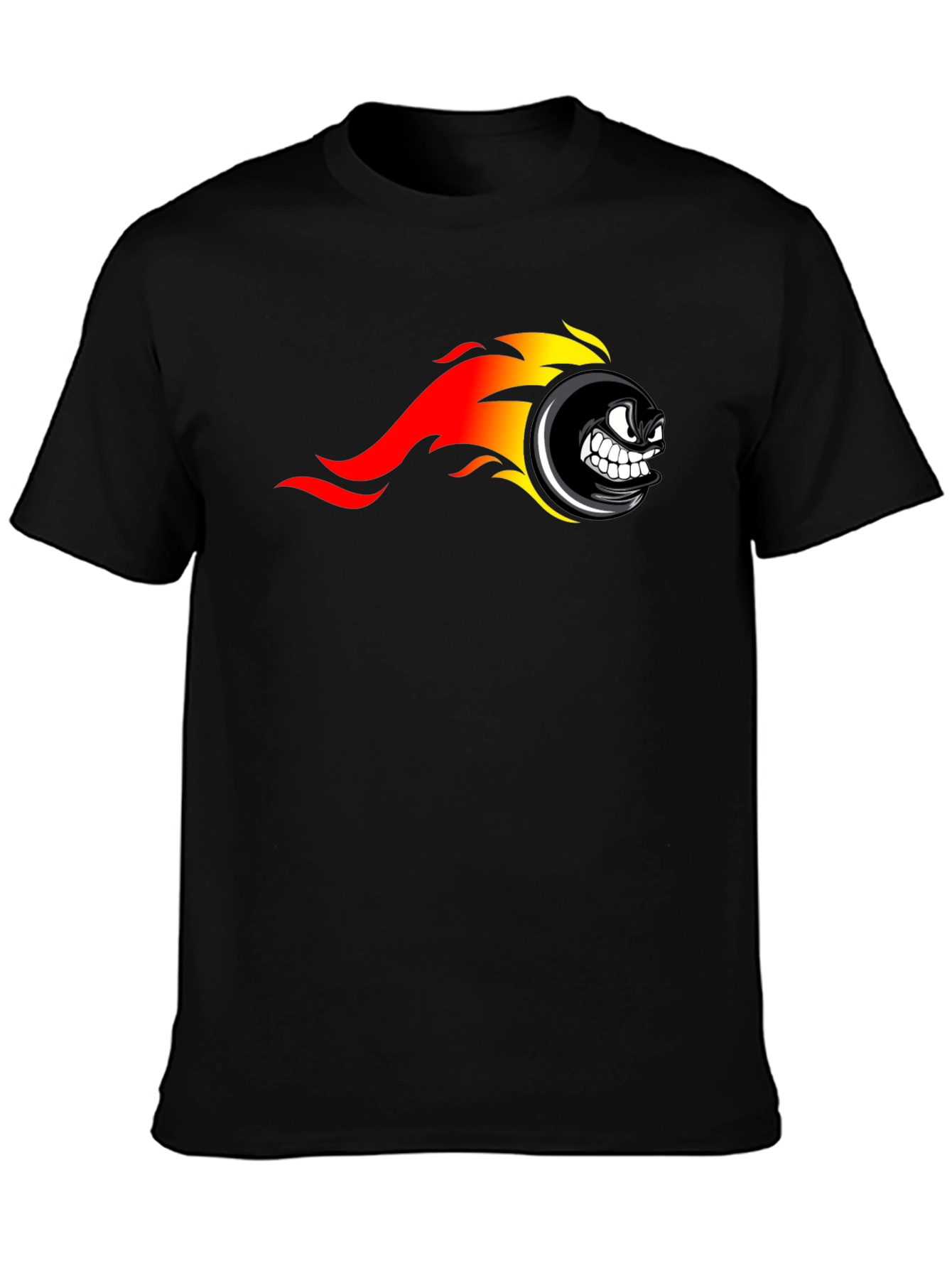 Fiery Wheel Graphic Black T-Shirt