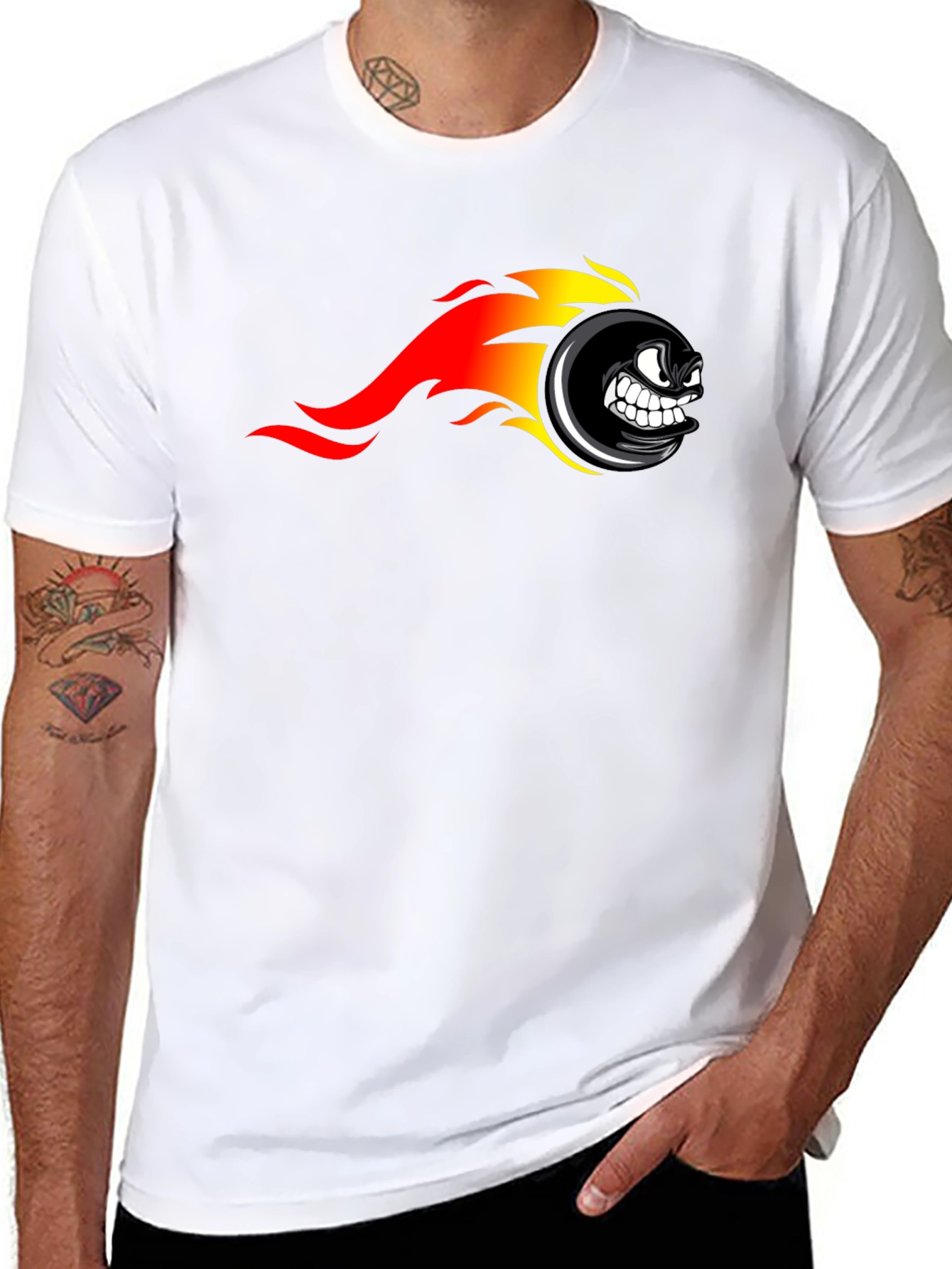 Fiery Wheel Graphic Black T-Shirt
