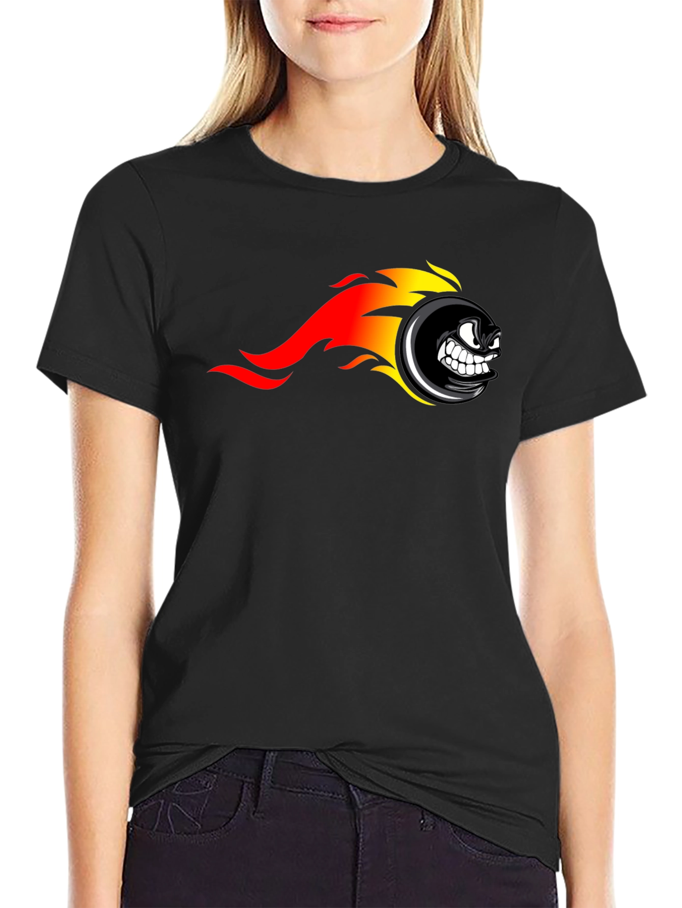 Fiery Wheel Graphic Black T-Shirt