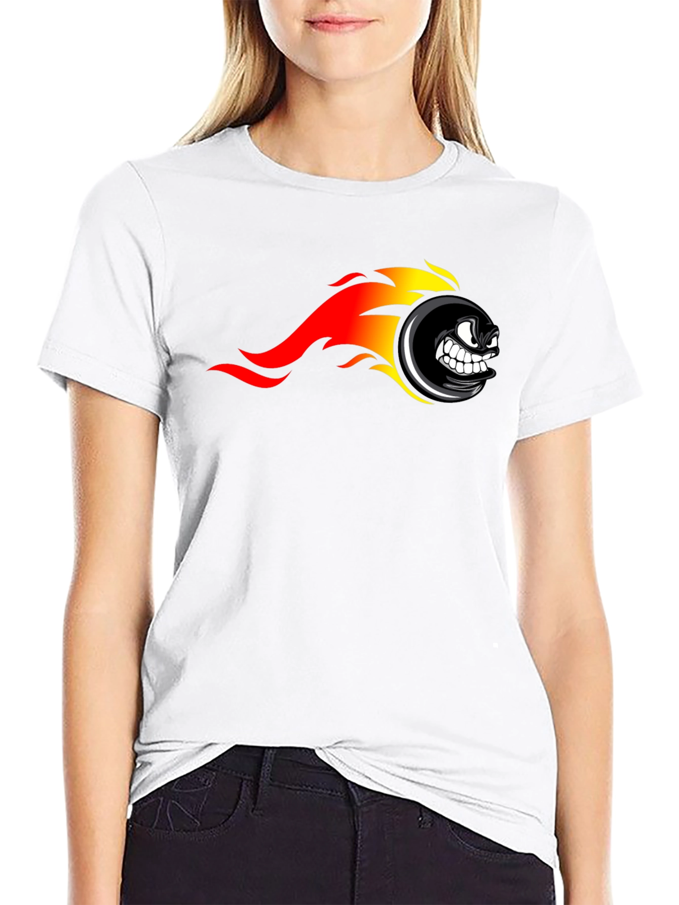Fiery Wheel Graphic Black T-Shirt