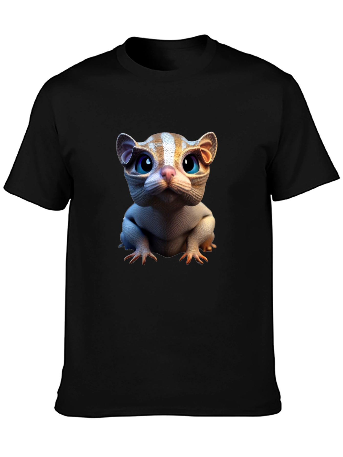 Cat Creature Graphic Tee - Black Short Sleeve