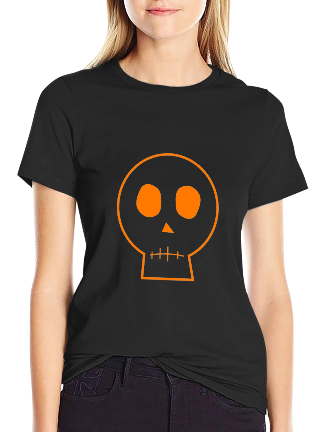 Halloween Skull Graphic Black T-Shirt