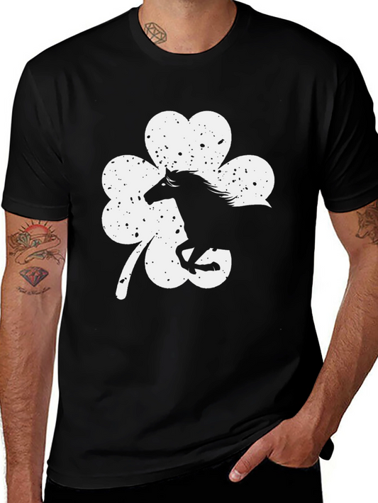 Lucky Horse Shamrock Graphic Tee - Black