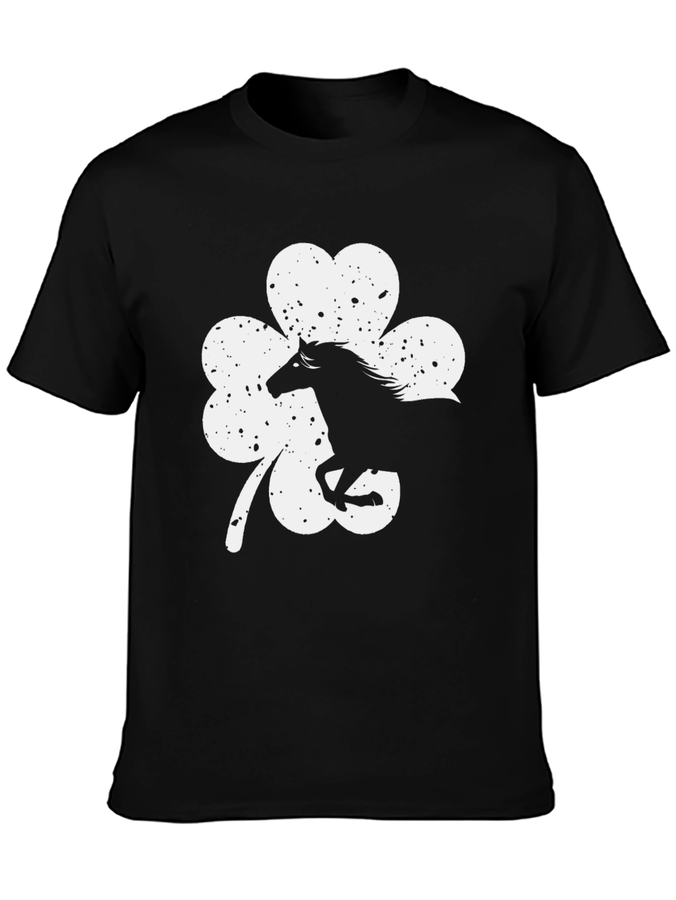 Lucky Horse Shamrock Graphic Tee - Black