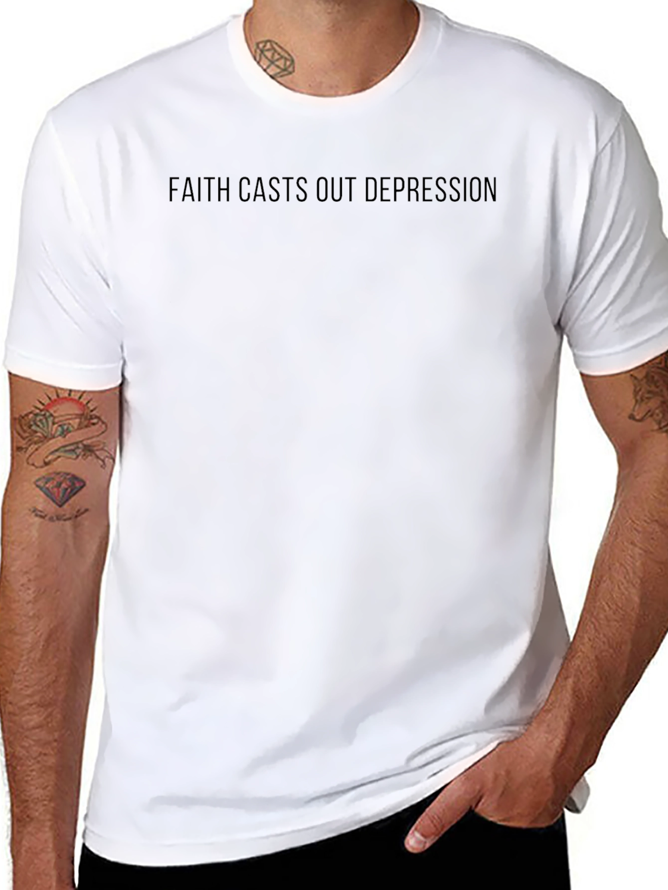 Faith Casts Out Depression T-Shirt - Black