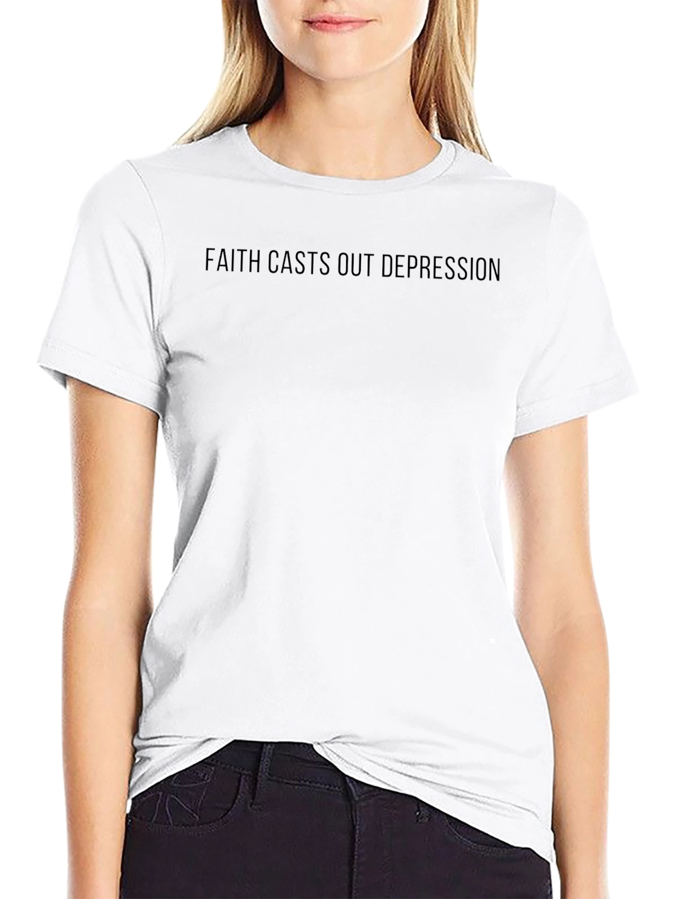 Faith Casts Out Depression T-Shirt - Black