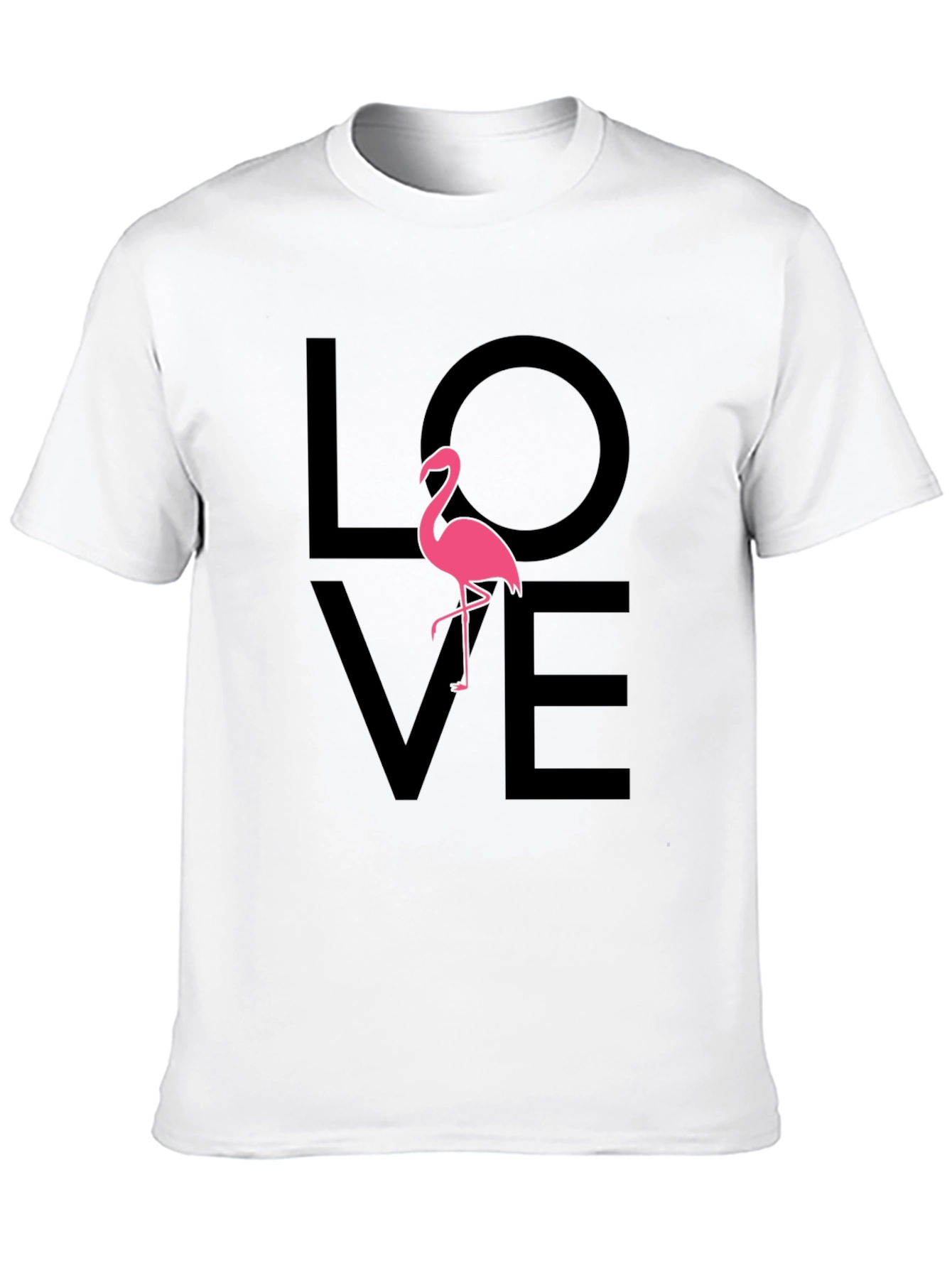 Love Flamingo Graphic Tee - Black Cotton Blend