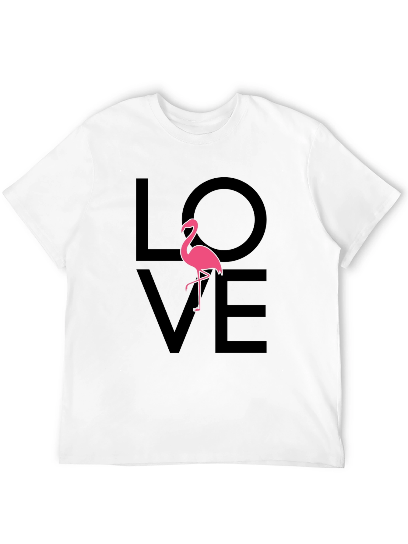 Love Flamingo Graphic Tee - Black Cotton Blend