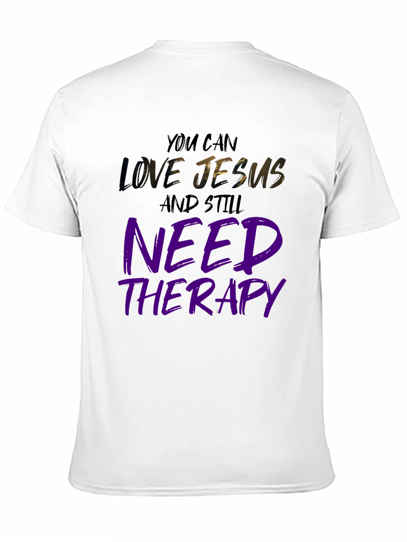 Love Jesus Need Therapy Black Graphic Tee