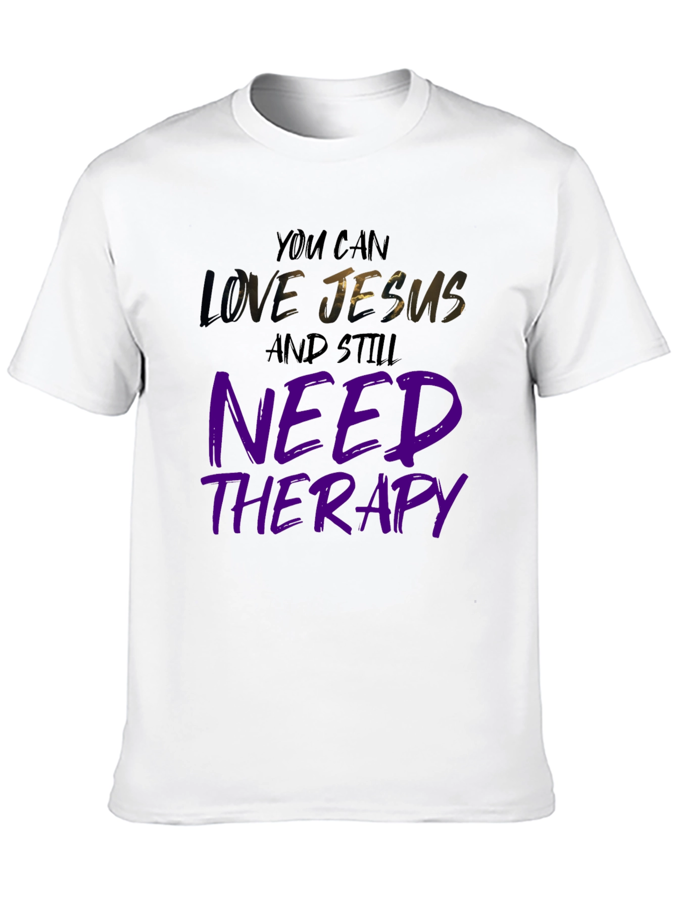 Love Jesus Need Therapy Black Graphic Tee
