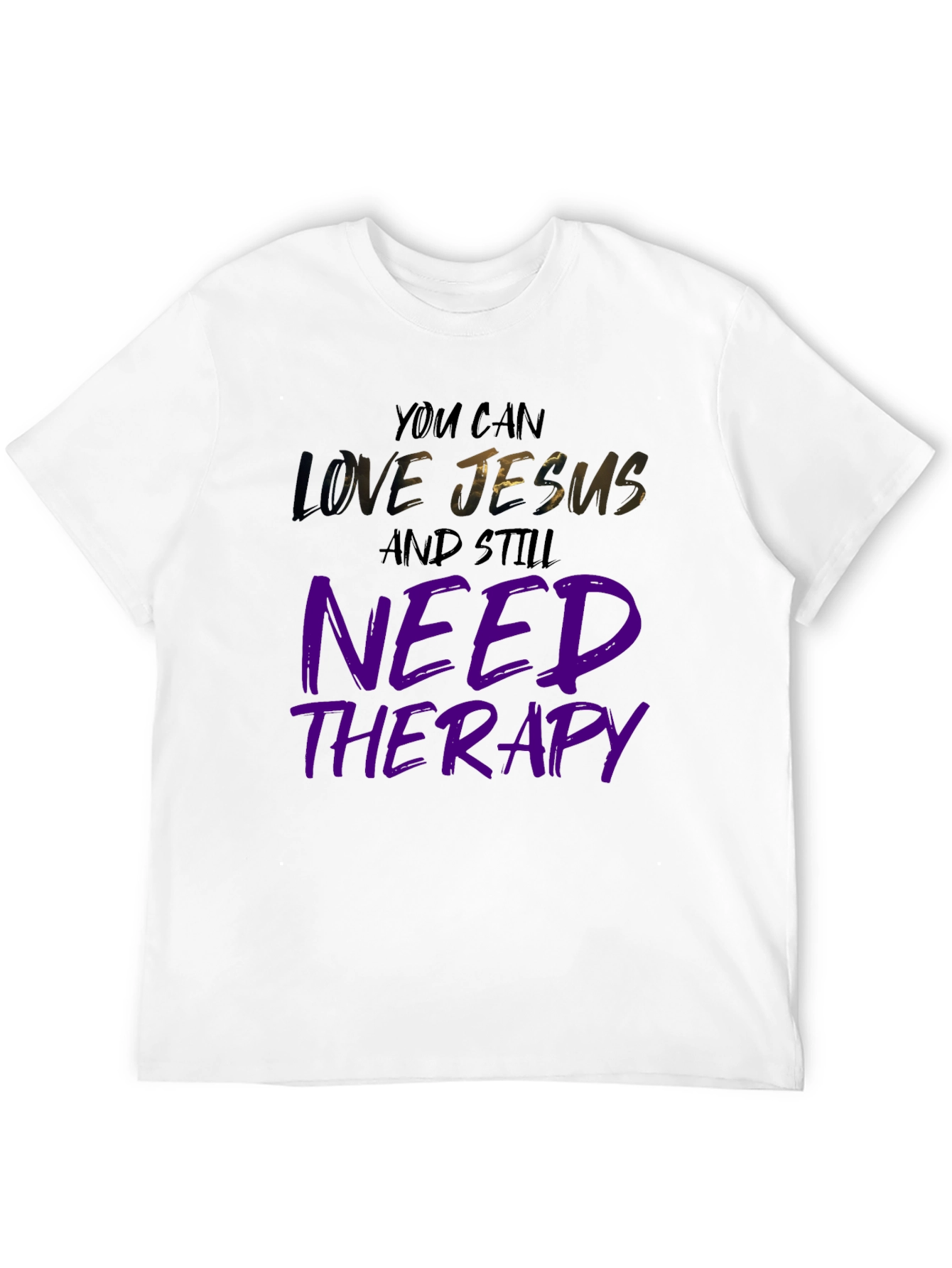 Love Jesus Need Therapy Black Graphic Tee