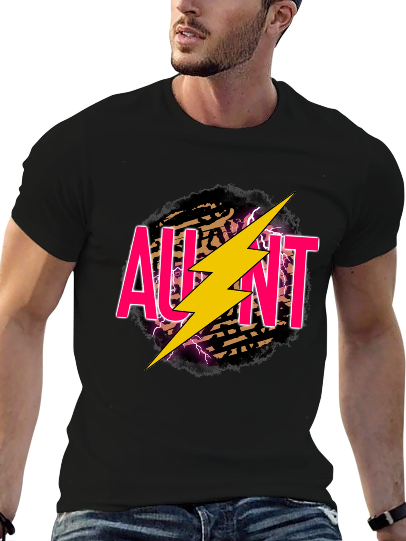 Aunt Lightning Bolt Graphic Tee - Black