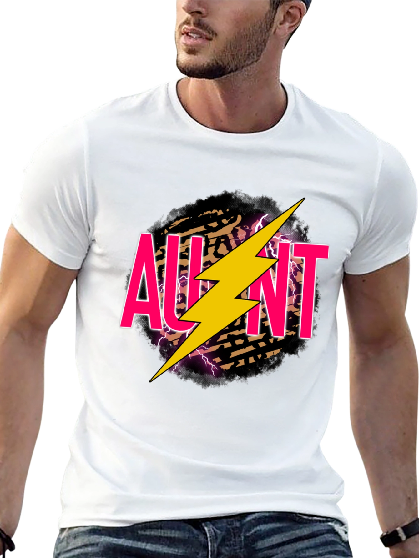 Aunt Lightning Bolt Graphic Tee - Black