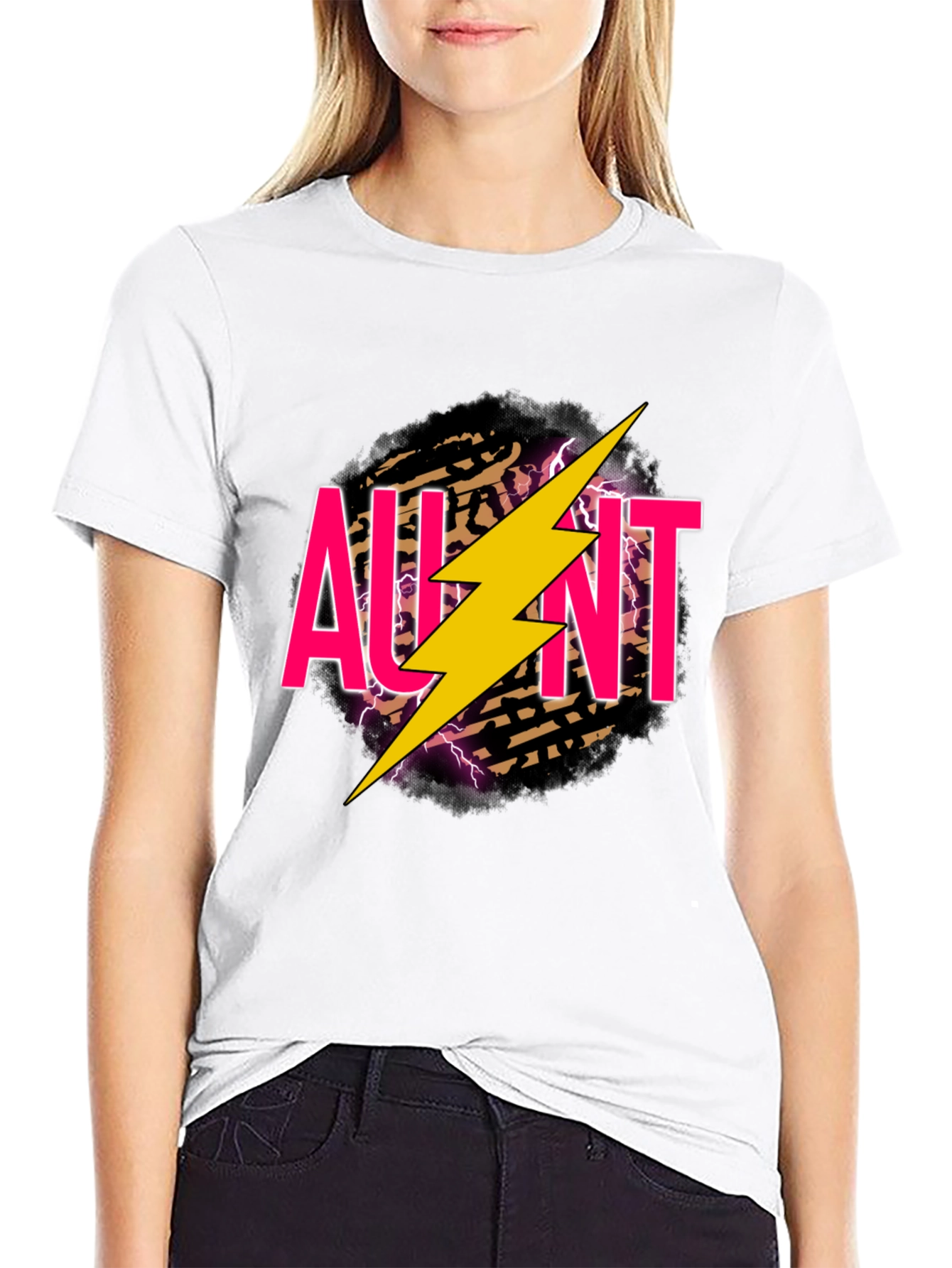 Aunt Lightning Bolt Graphic Tee - Black