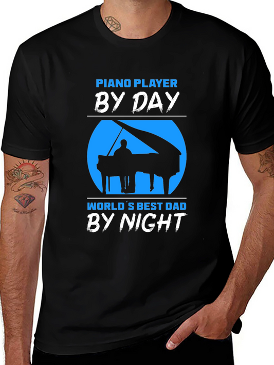 Piano Player Dad Graphic Tee - Musician By Day Dad By Night