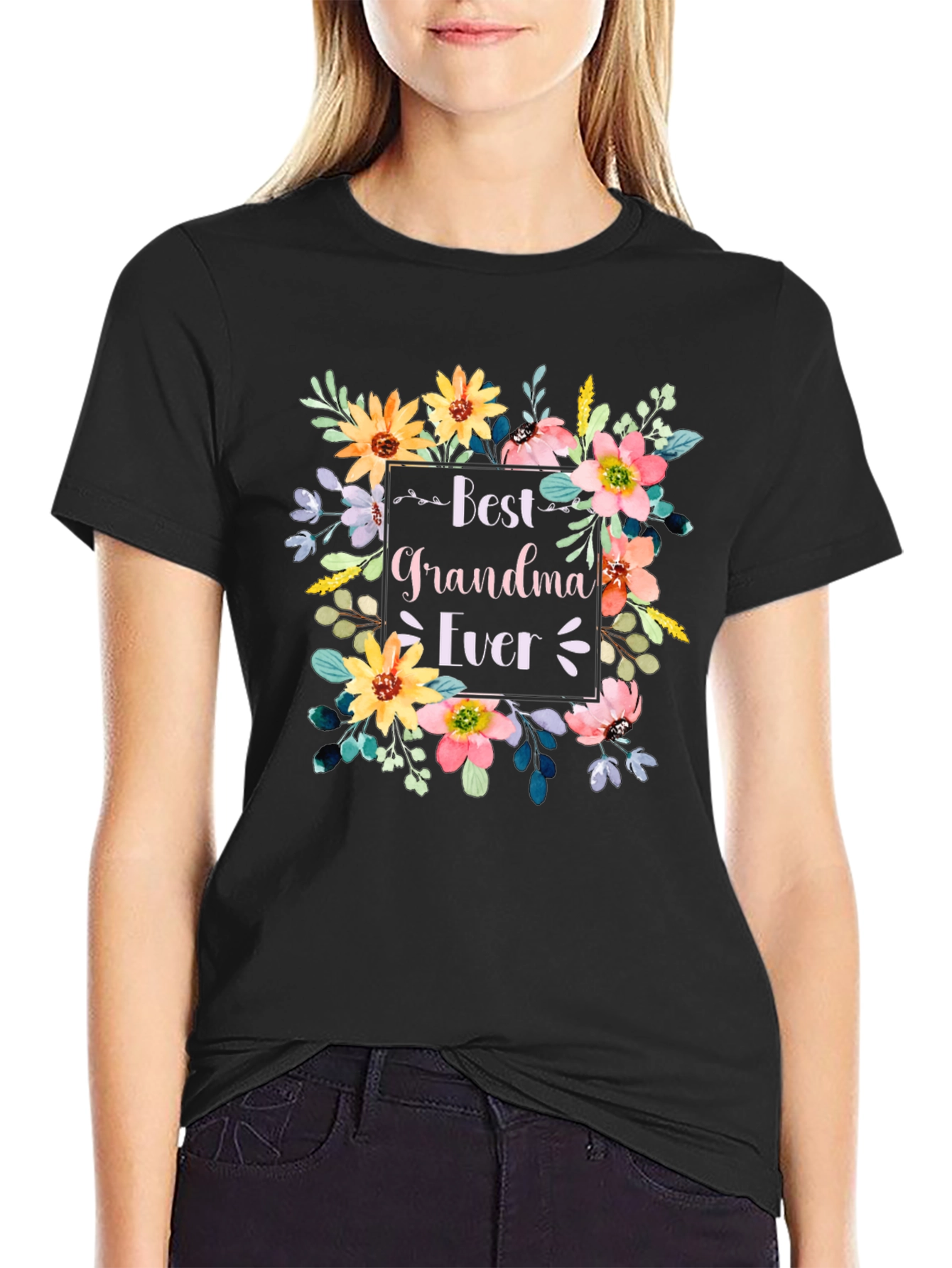 Best Grandma Ever Floral T-Shirt