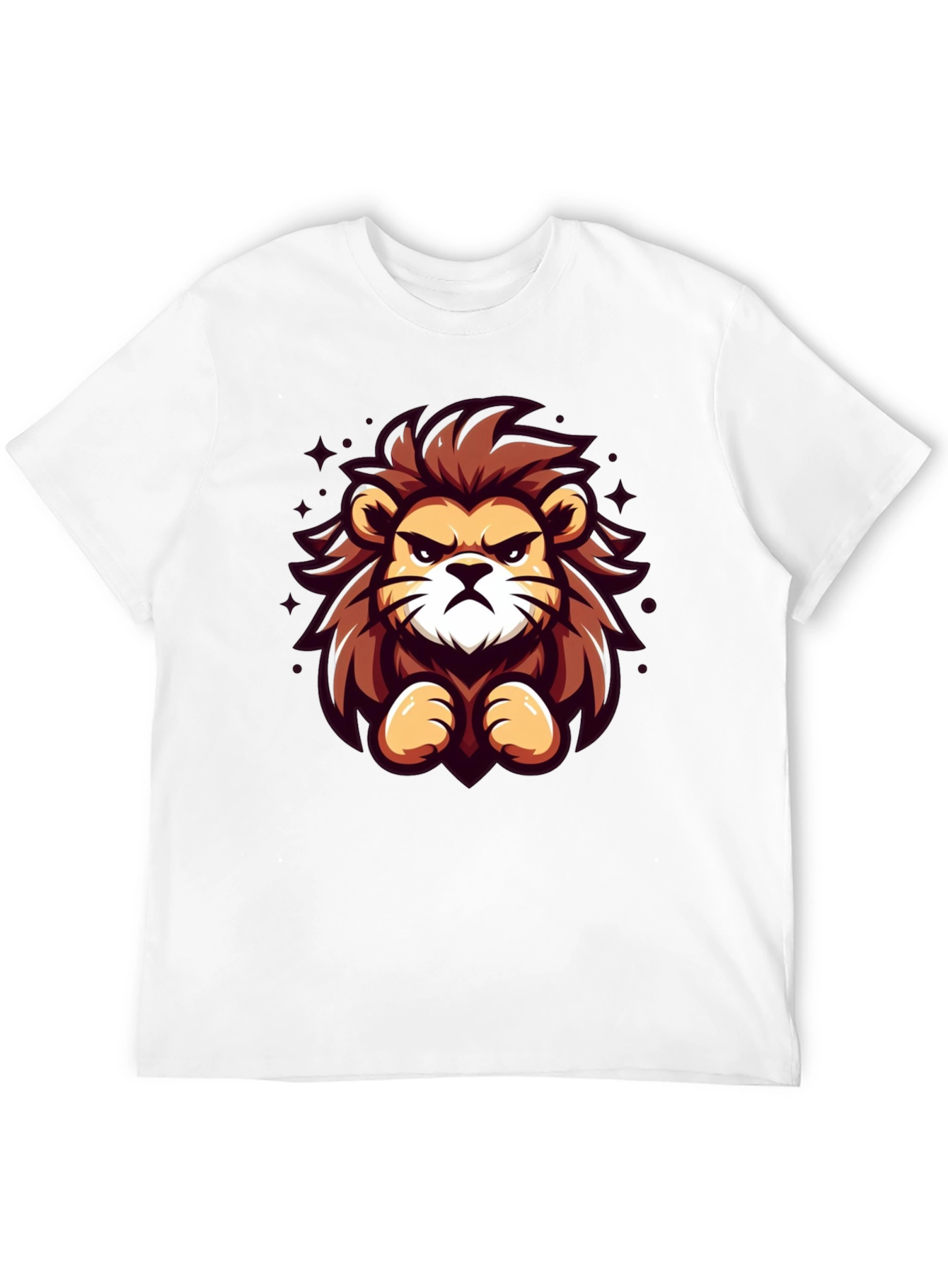 Cartoon Lion Graphic Black T-Shirt
