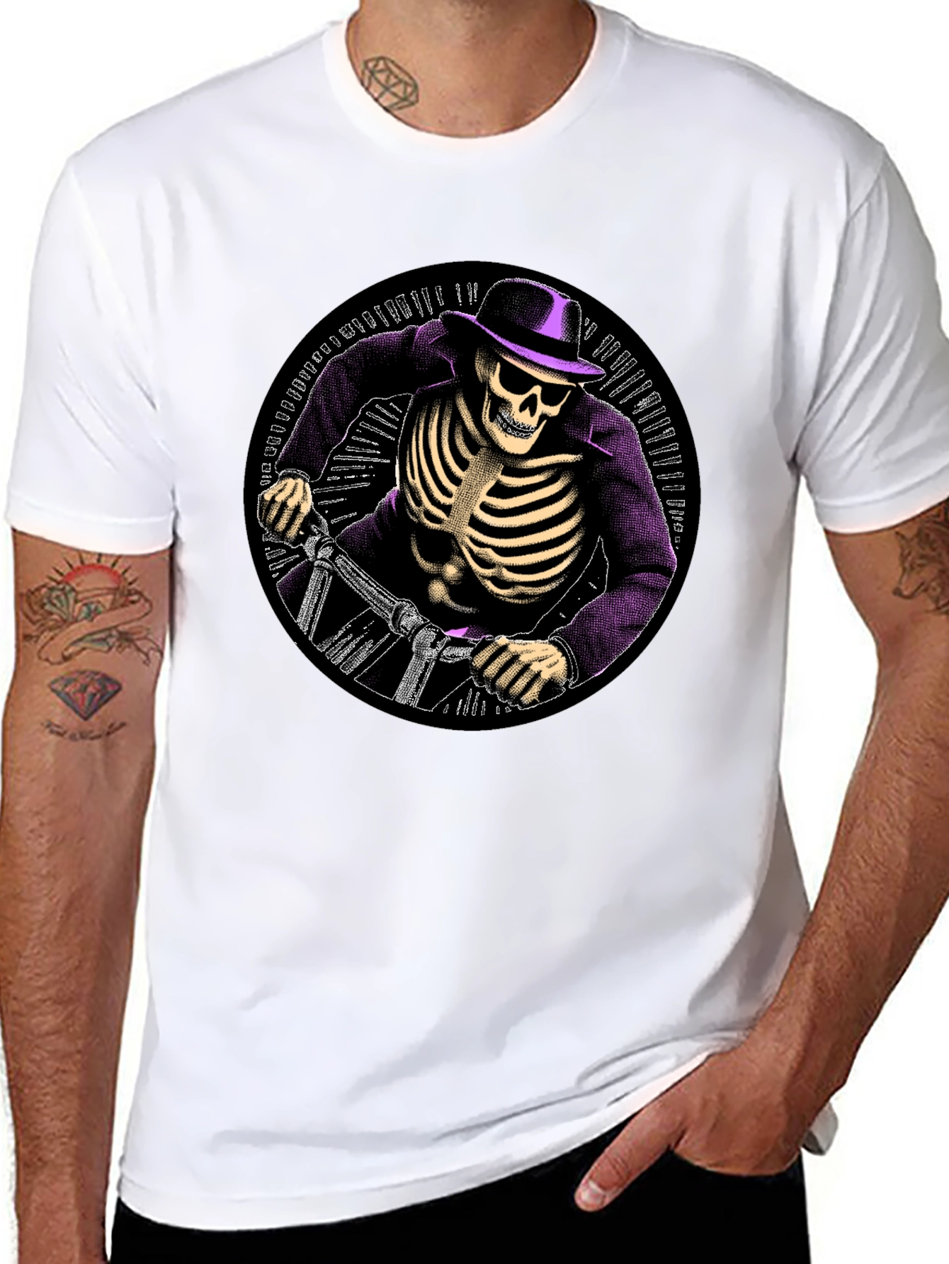 Skeleton Biker T-Shirt - Grim Rider Tee