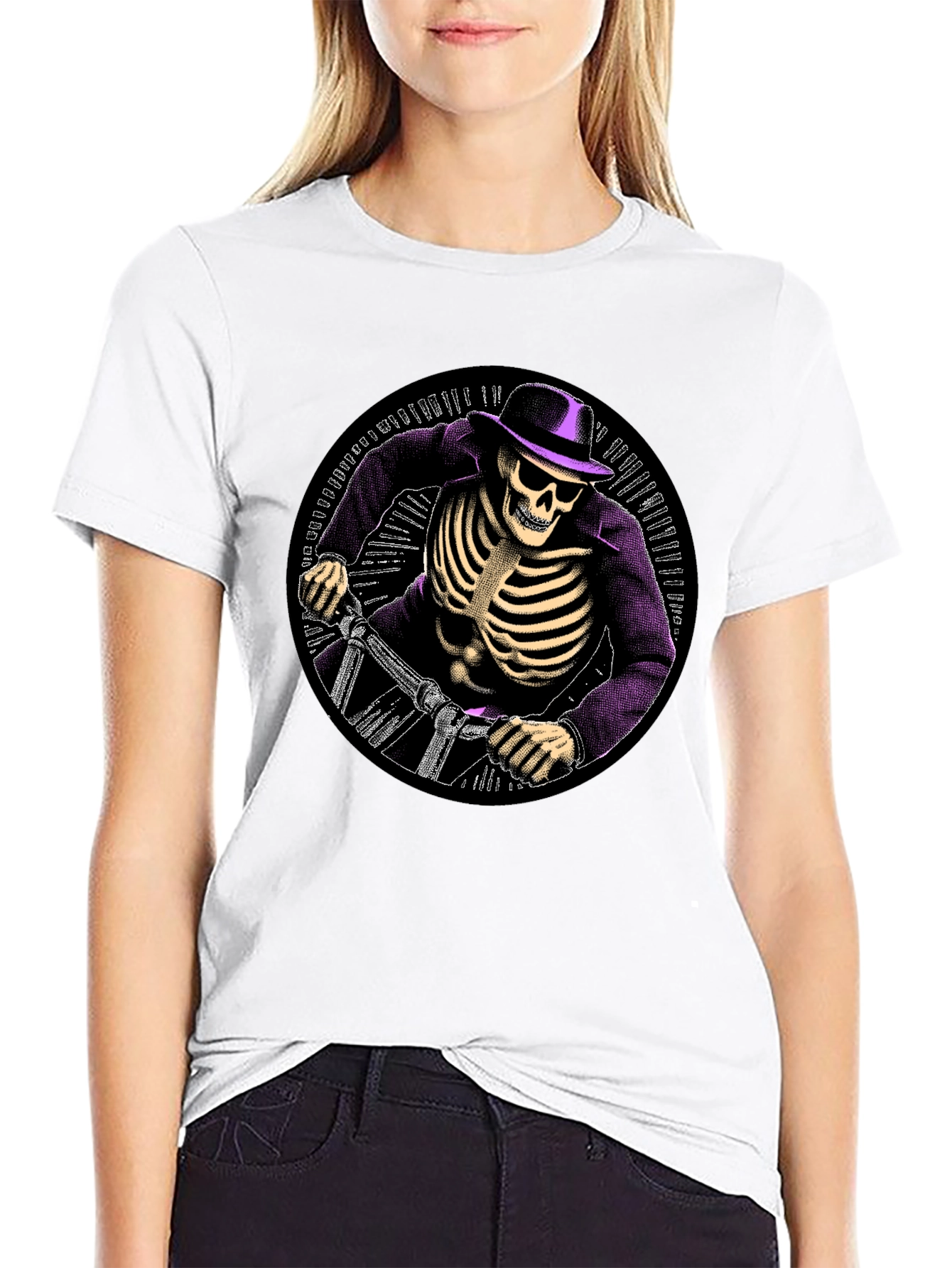 Skeleton Biker T-Shirt - Grim Rider Tee