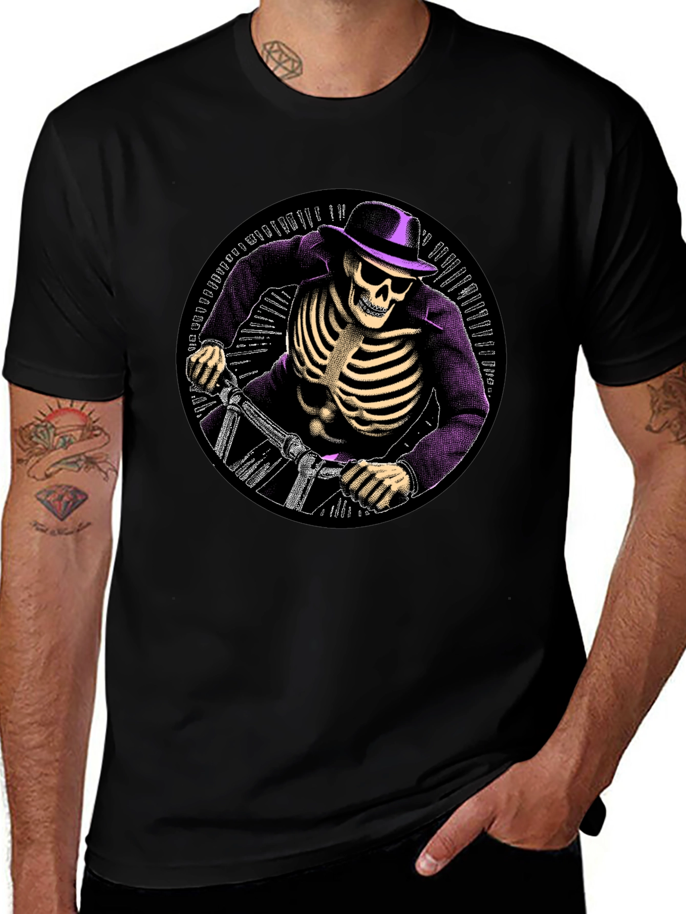 Skeleton Biker T-Shirt - Grim Rider Tee