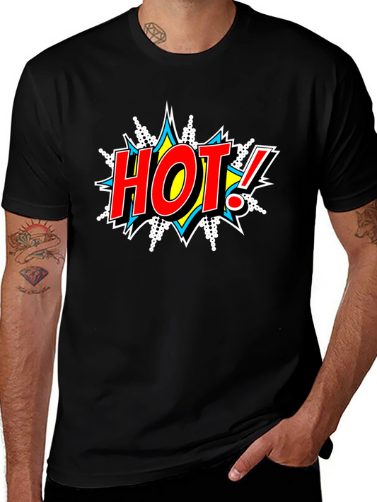 Comic Style HOT! Graphic Black T-Shirt