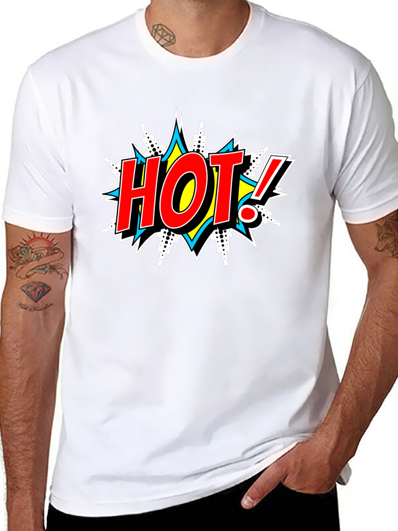 Comic Style HOT! Graphic Black T-Shirt