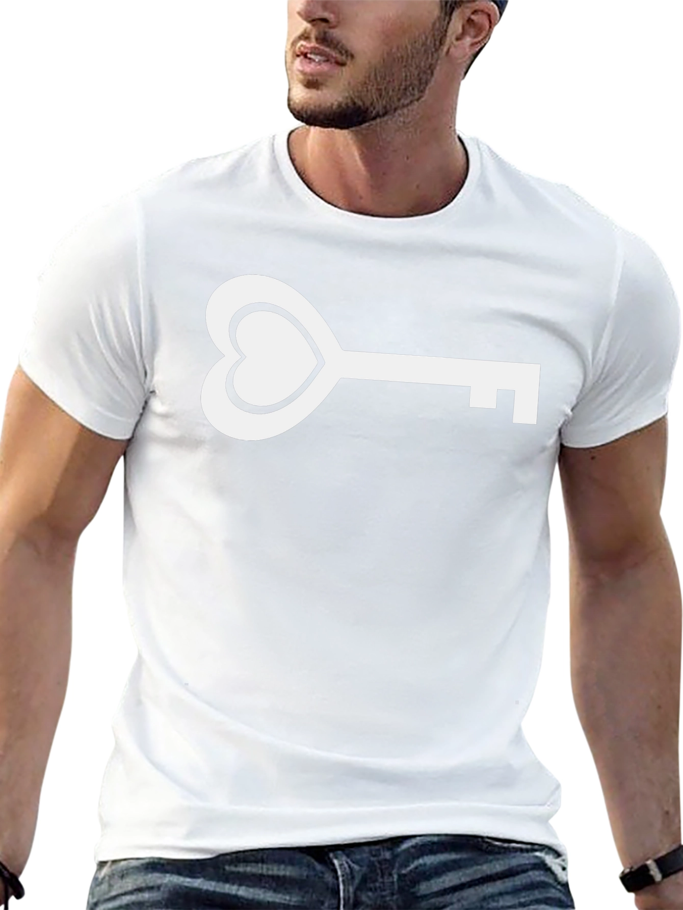 Heart Key Graphic Tee - Modern Black T-Shirt